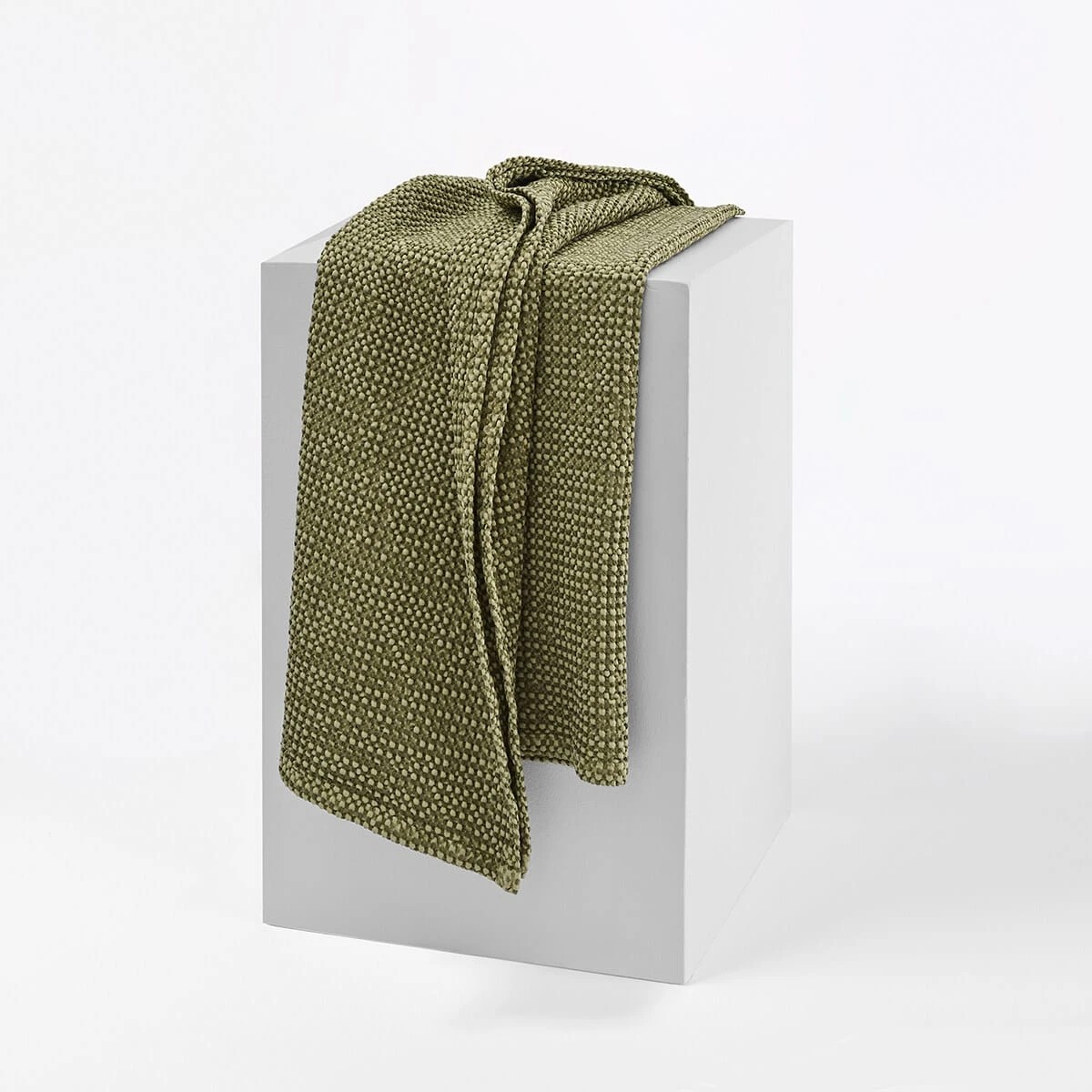 1 Stonewashed Cotton Waffle Throw - Fern, 1 of 7