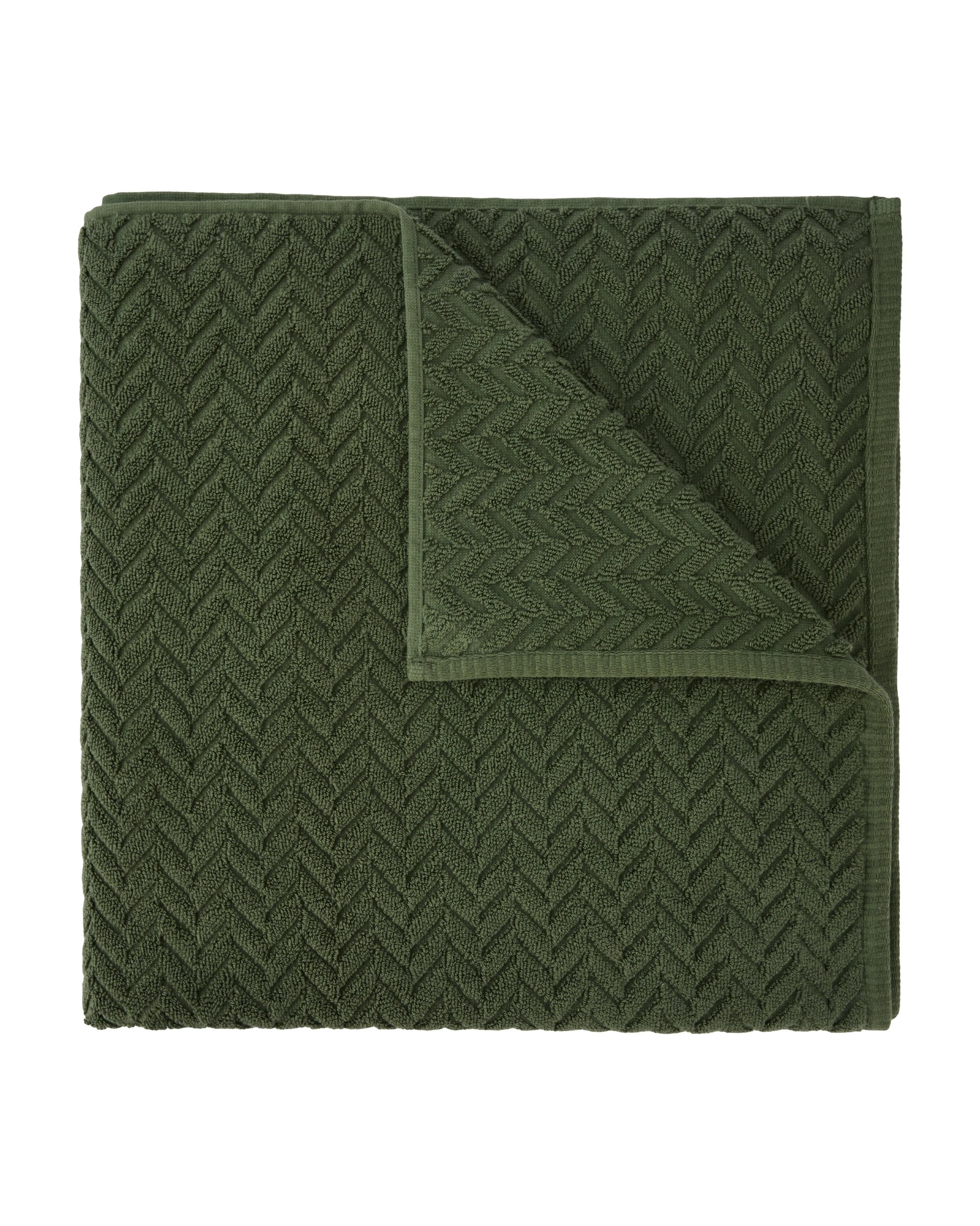 1 Chevron Cotton Bath Sheet - Olive, 1 of 6