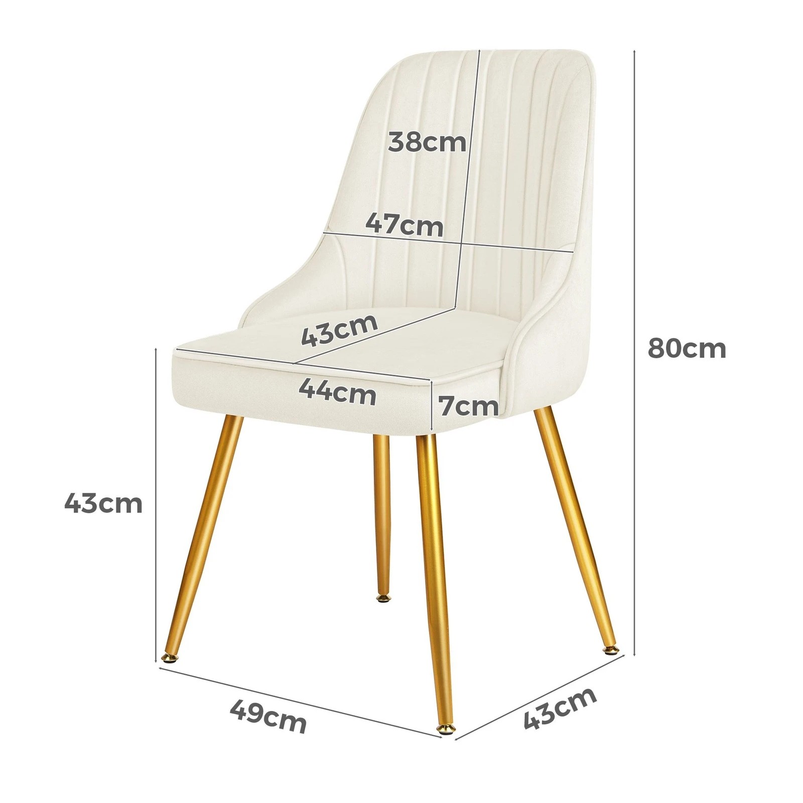 8 Alfordson 2x Dining Chairs Kitchen Accent Lounge Padded Tufted Seat Velvet - Beige, 8 of 10