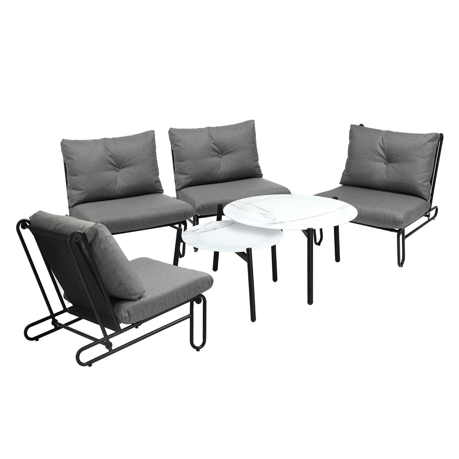 1 Livsip Outdoor Sofa Set 6-Piece Lounge Setting Table Chairs - Grey, 1 of 9