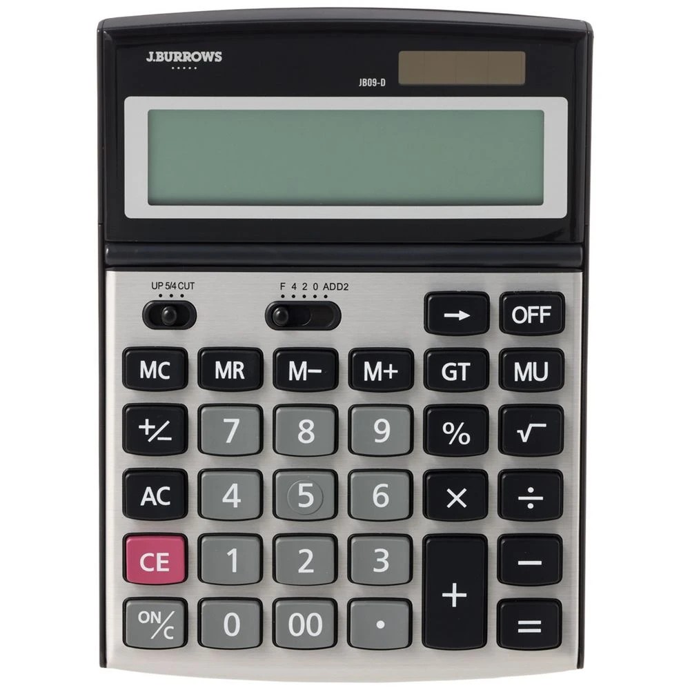 1 J.Burrows Desktop 12 Digit Calculator Black/Silver, 1 of 4
