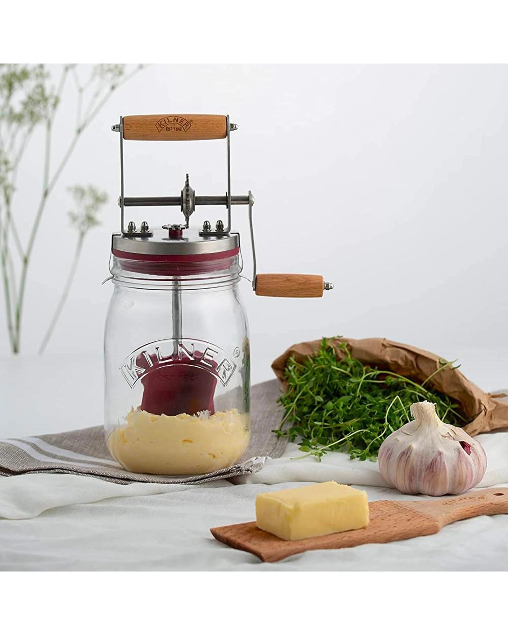 5 Kilner Butter Churner Glass Jar Manual  Butter Paddles Set of 2, 5 of 10