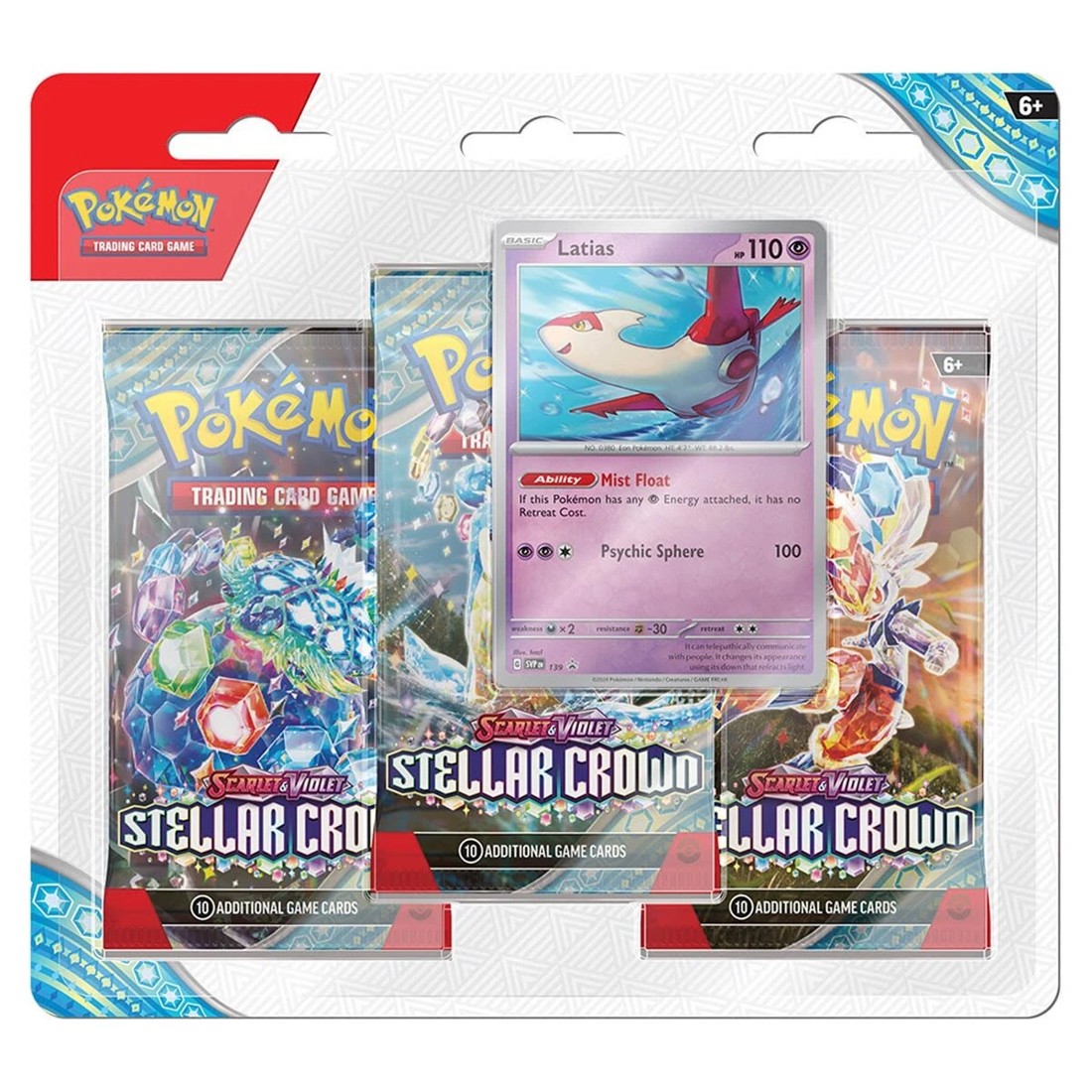 3 Pokemon Trading Card Game: Scarlet & Violet Stellar Crown Three-Booster Blister Pack - Assorted, 3 of 4