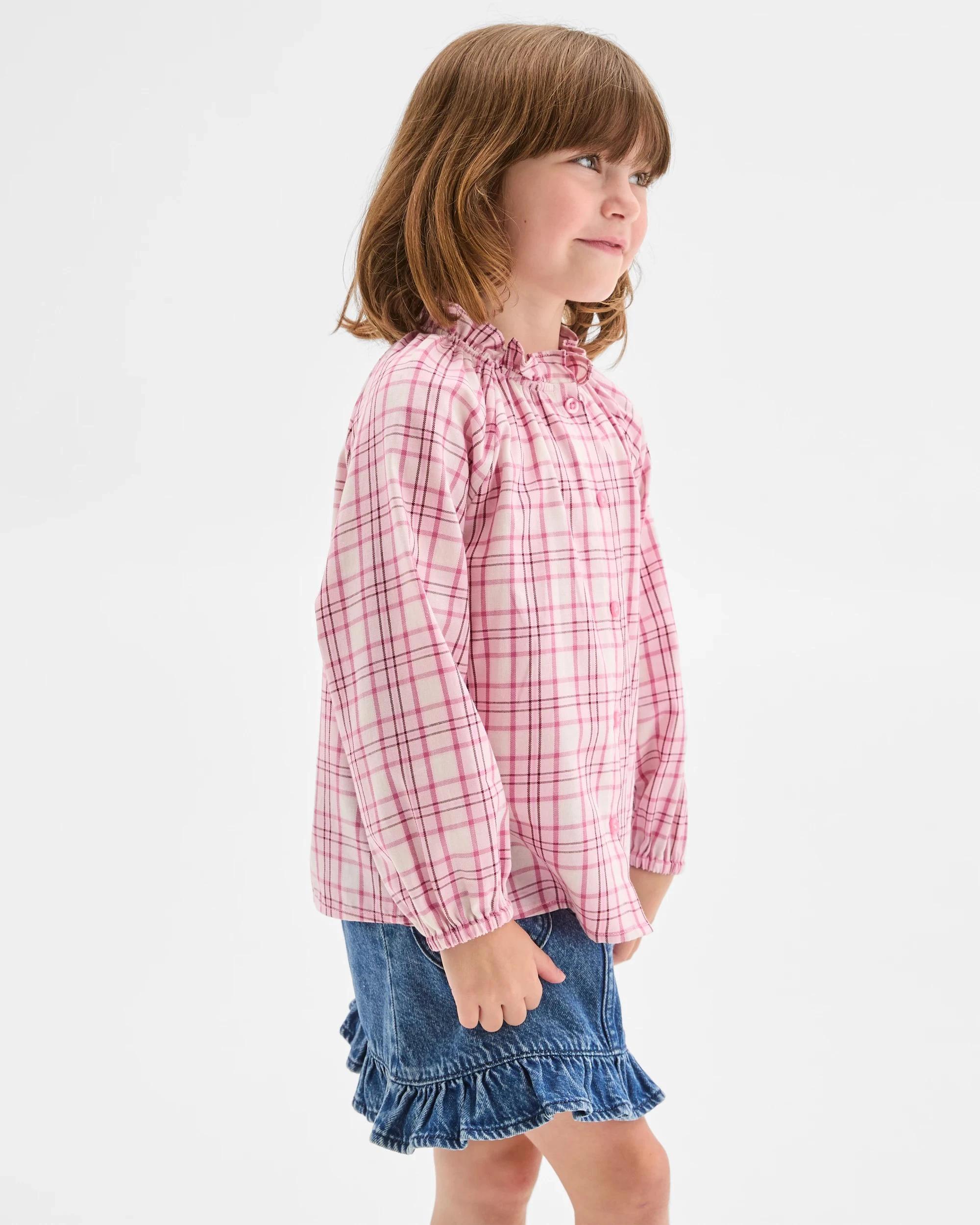 2 Target Kids Australian Cotton Fashion Woven Long Sleeve Top PINK, 2 of 7