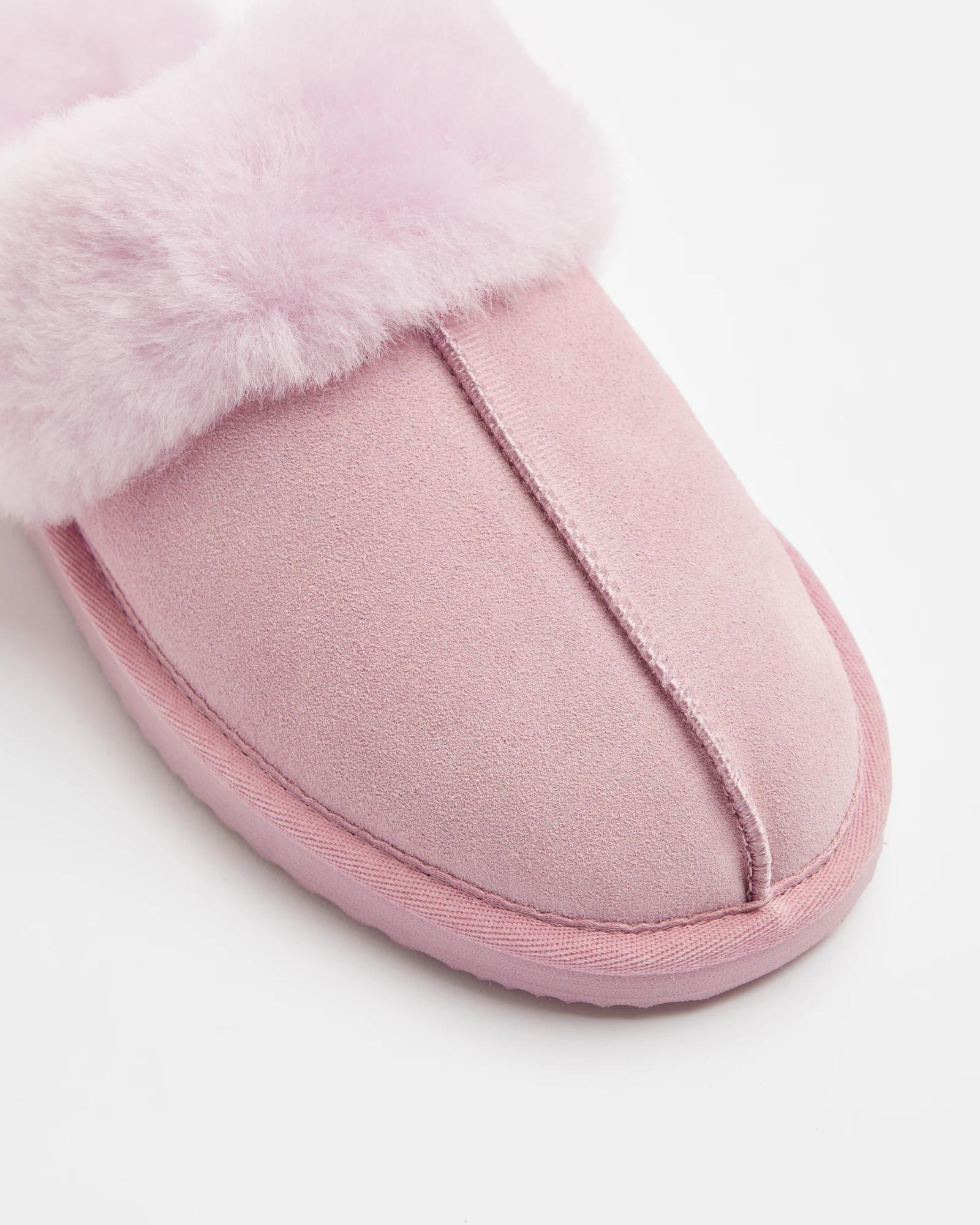 2 Australian Design Ugg Boots And Slippers Womens Sheepskin And Leather Slipper Scuff PINK, 2 of 3