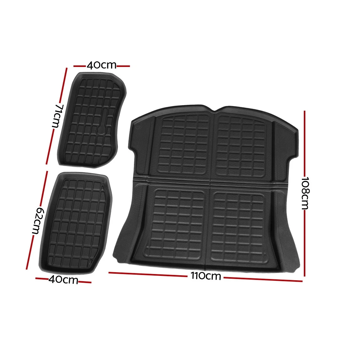 2 3PCS Car Rear Front Cargo Trunk Toolbox Rubber Mats Compatible for Tesla Model 3 - Black, 2 of 2
