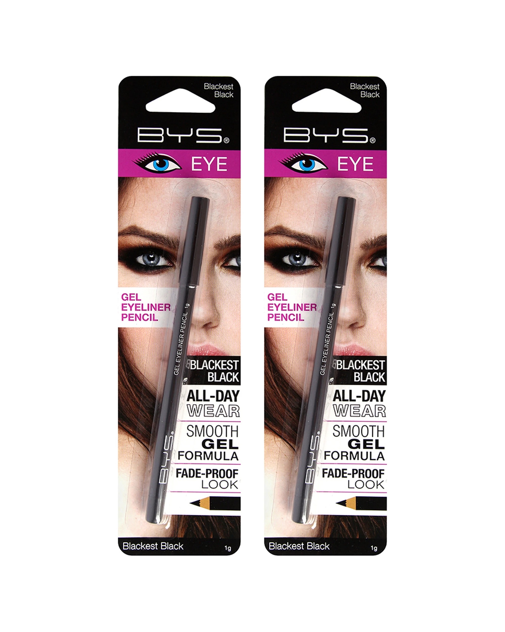 1 BYS Gel Eyeliner Pencil Fade-Proof Makeup Blackest 2PK 1g - Black, 1 of 2