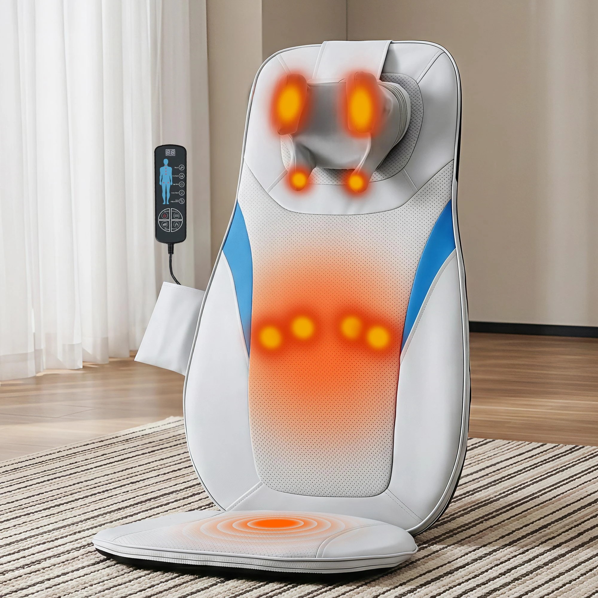4 Livemor Full Back Massage Cushion 3D Kneading Heating Massage Seats - Grey, 4 of 4