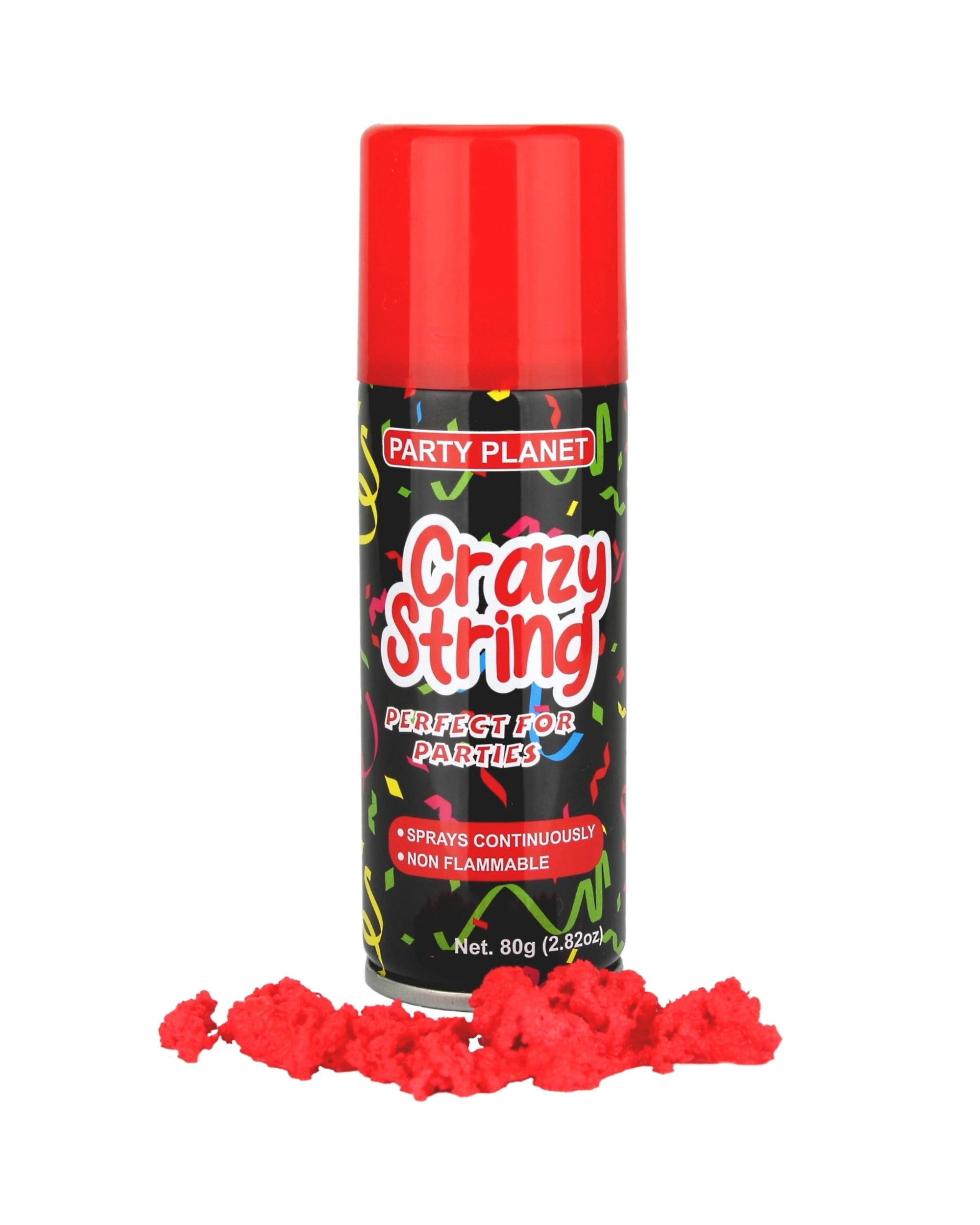 1 Party Planet Red Crazy String 80g Aerosol CanRed - Red, 1 of 1