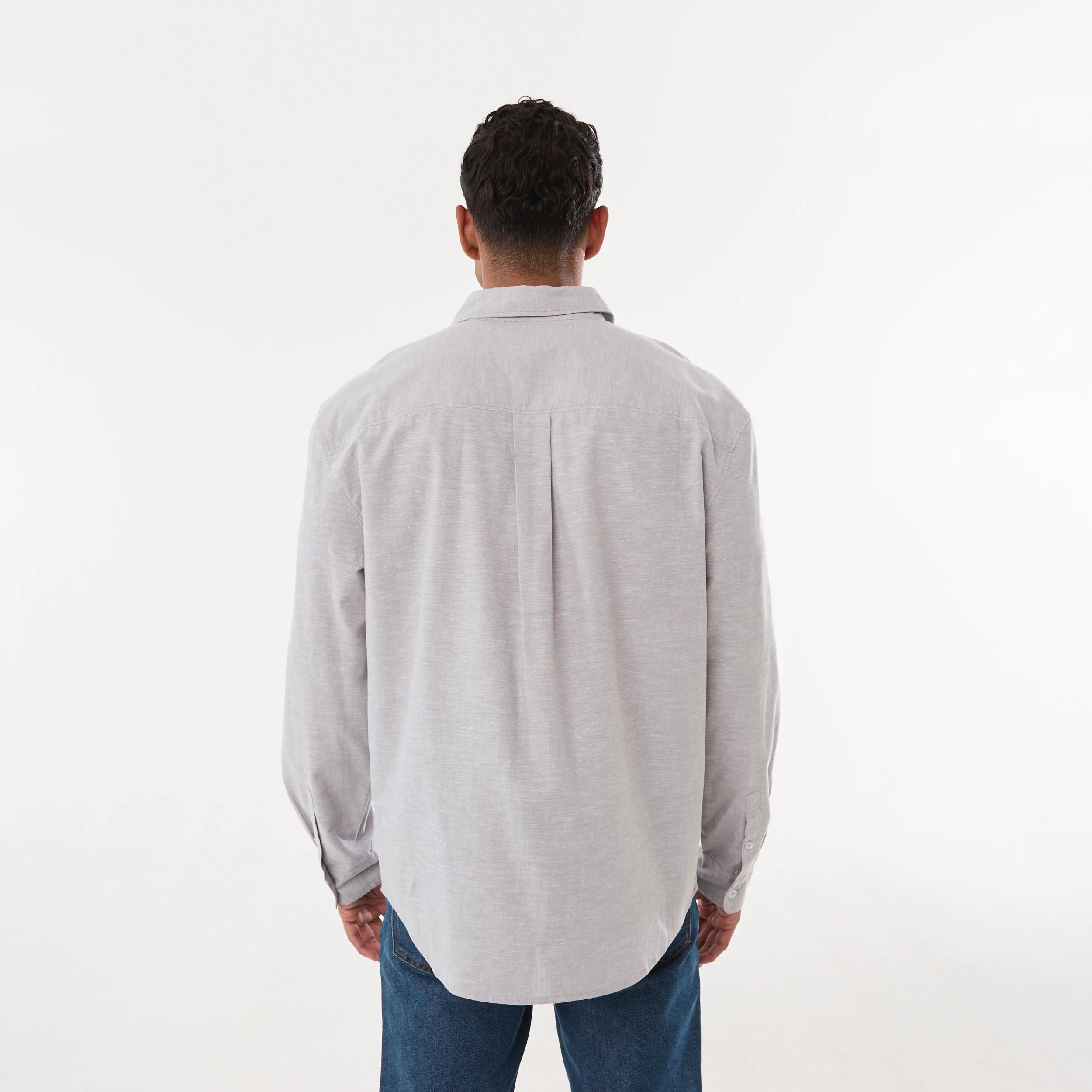 3 Long Sleeve Cotton Linen Shirt TITANIUM YD, 3 of 6