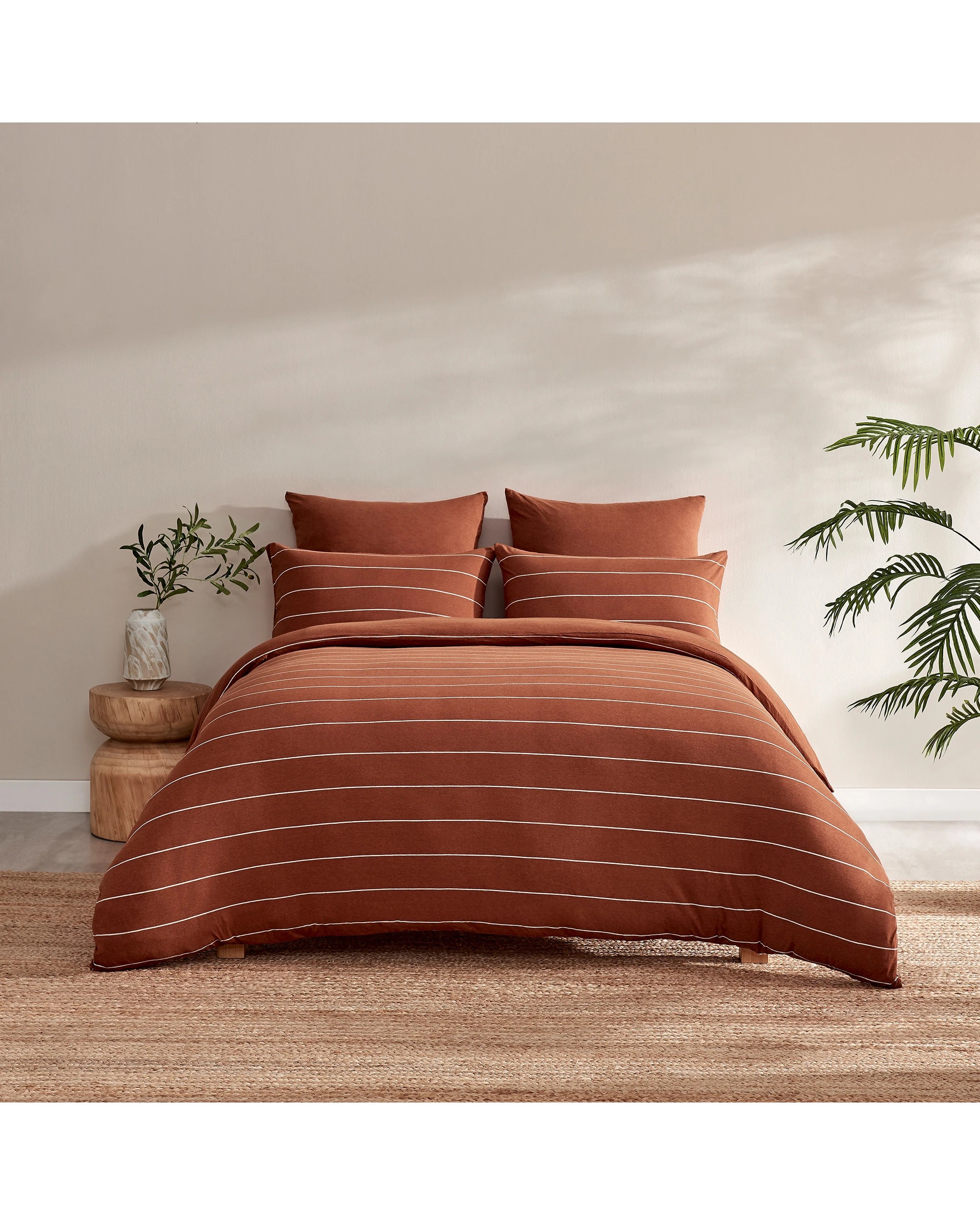 9 Dreamaker Jersey Luxe 100% Cotton Reversible Quilt Cover Set Charcoal - Queen Bed - Rust, 9 of 10