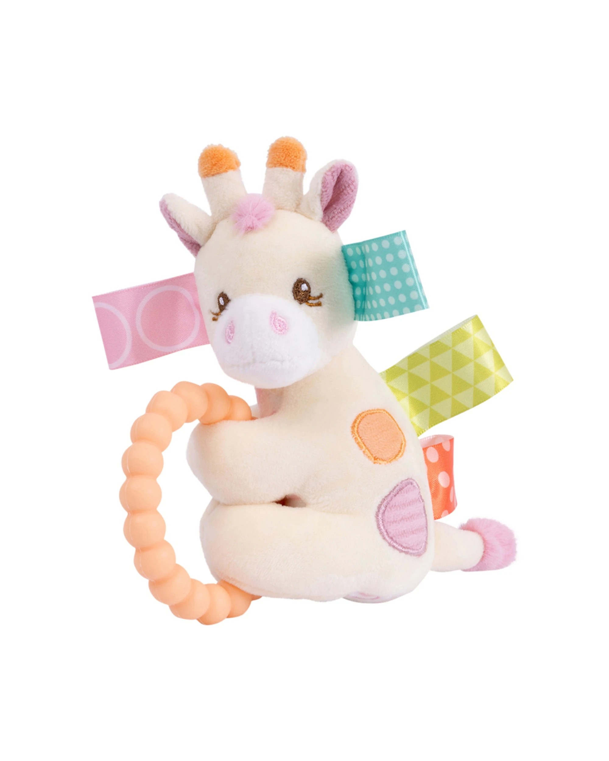 1 Mary Meyer Taggies Tilly Giraffe Teether Rattle Baby 0 Months Silicone - Pink, 1 of 5