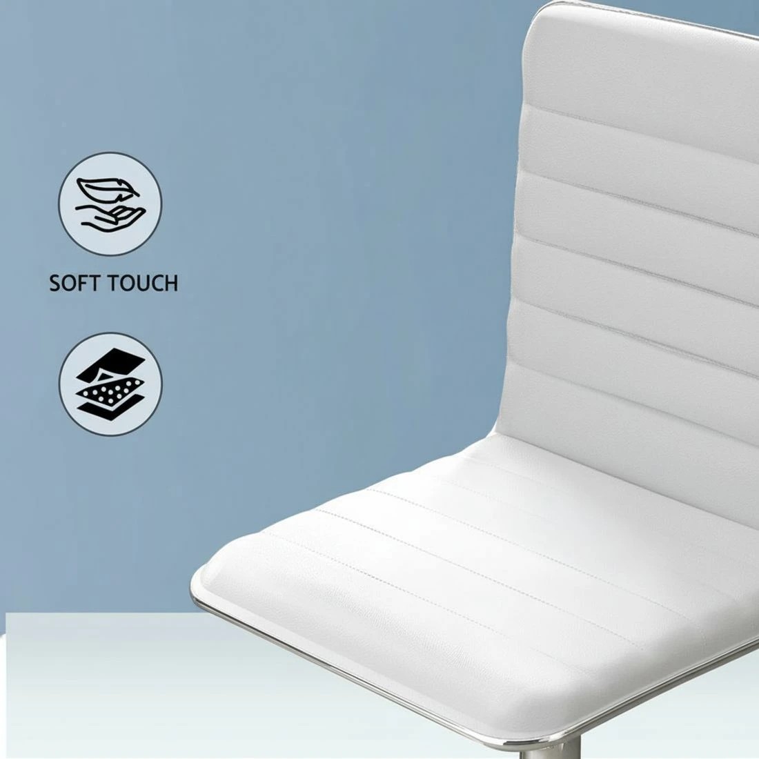 6 Artiss Office Chair Conference Chairs PU Leather Low Back - White, 6 of 7