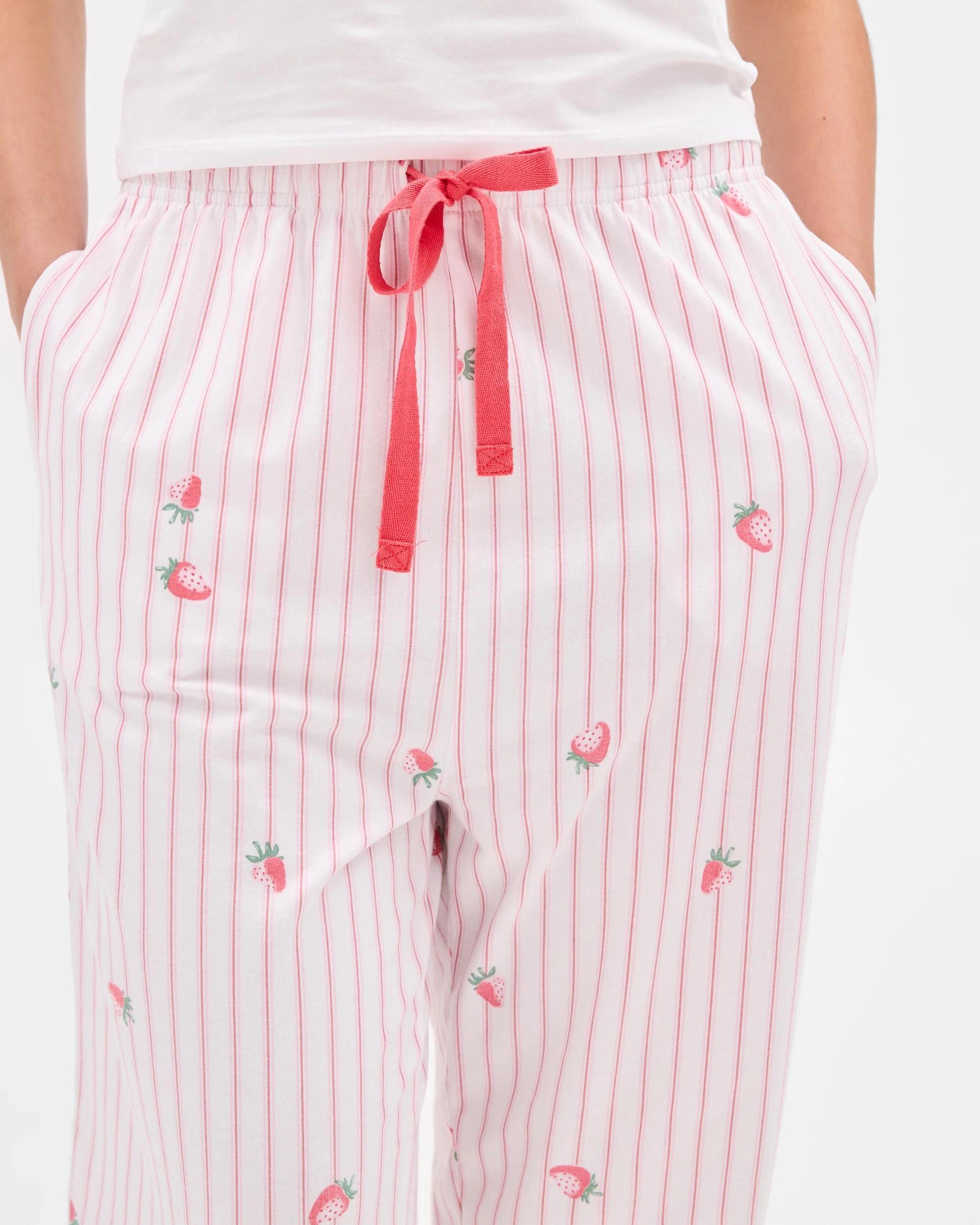 4 Target Australian Cotton 7/8 Length Sleep Pyjama Pants STRAWBERRY WHITE/RED, 4 of 4