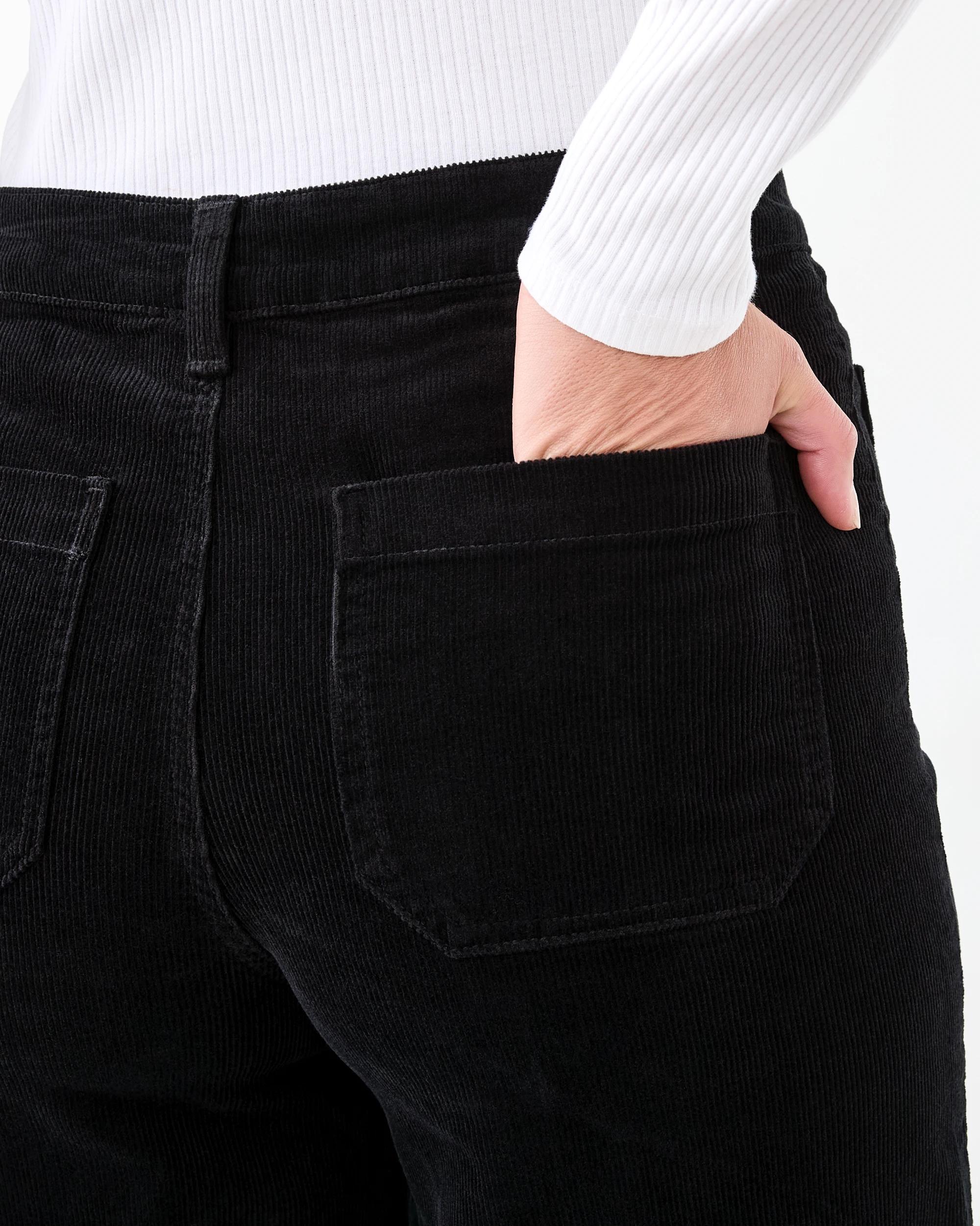 7 Pocket Front Wide Leg Corduroy Pants Black, 7 of 7