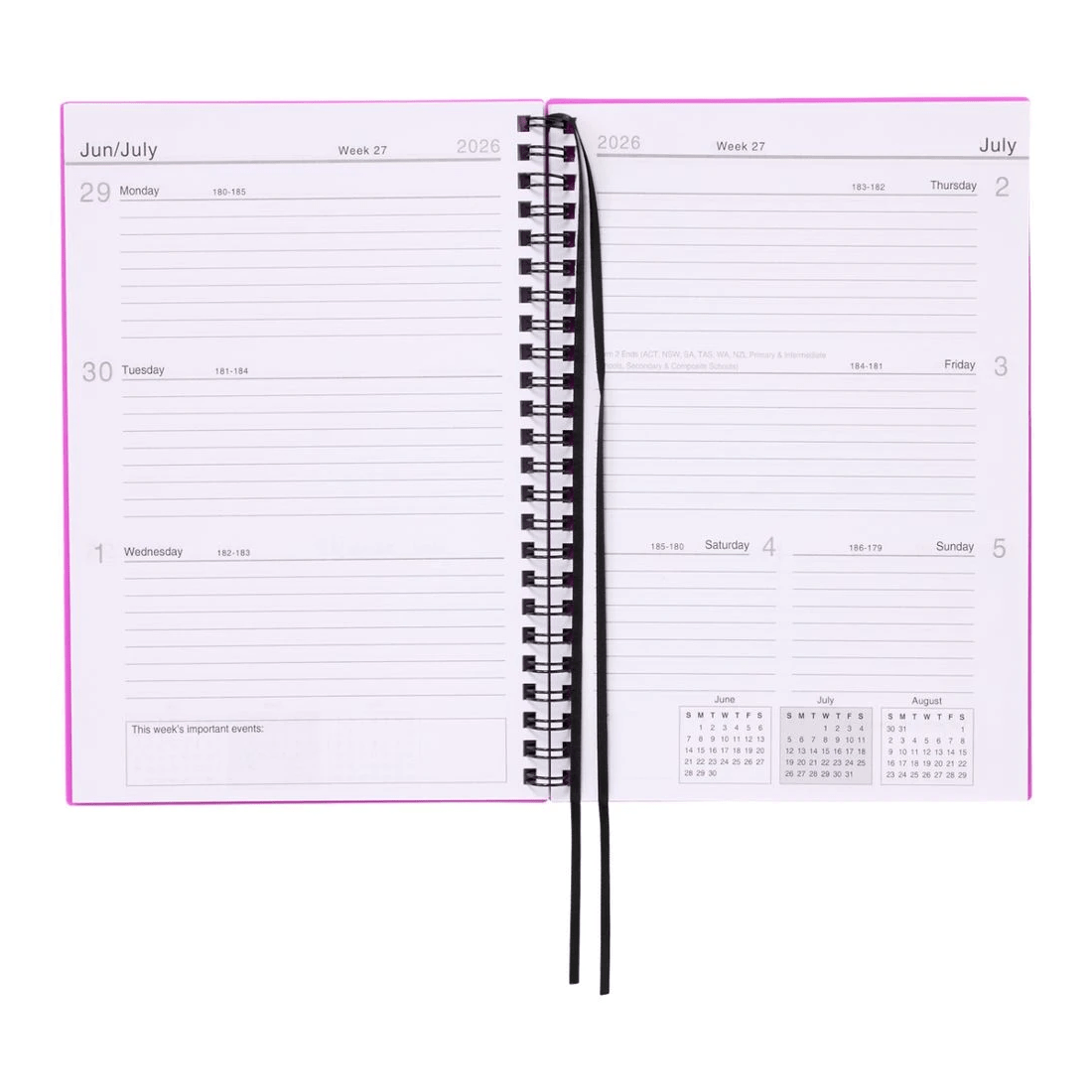 7 Studymate A5 Student Diary Week To View Fuchsia, 7 of 8