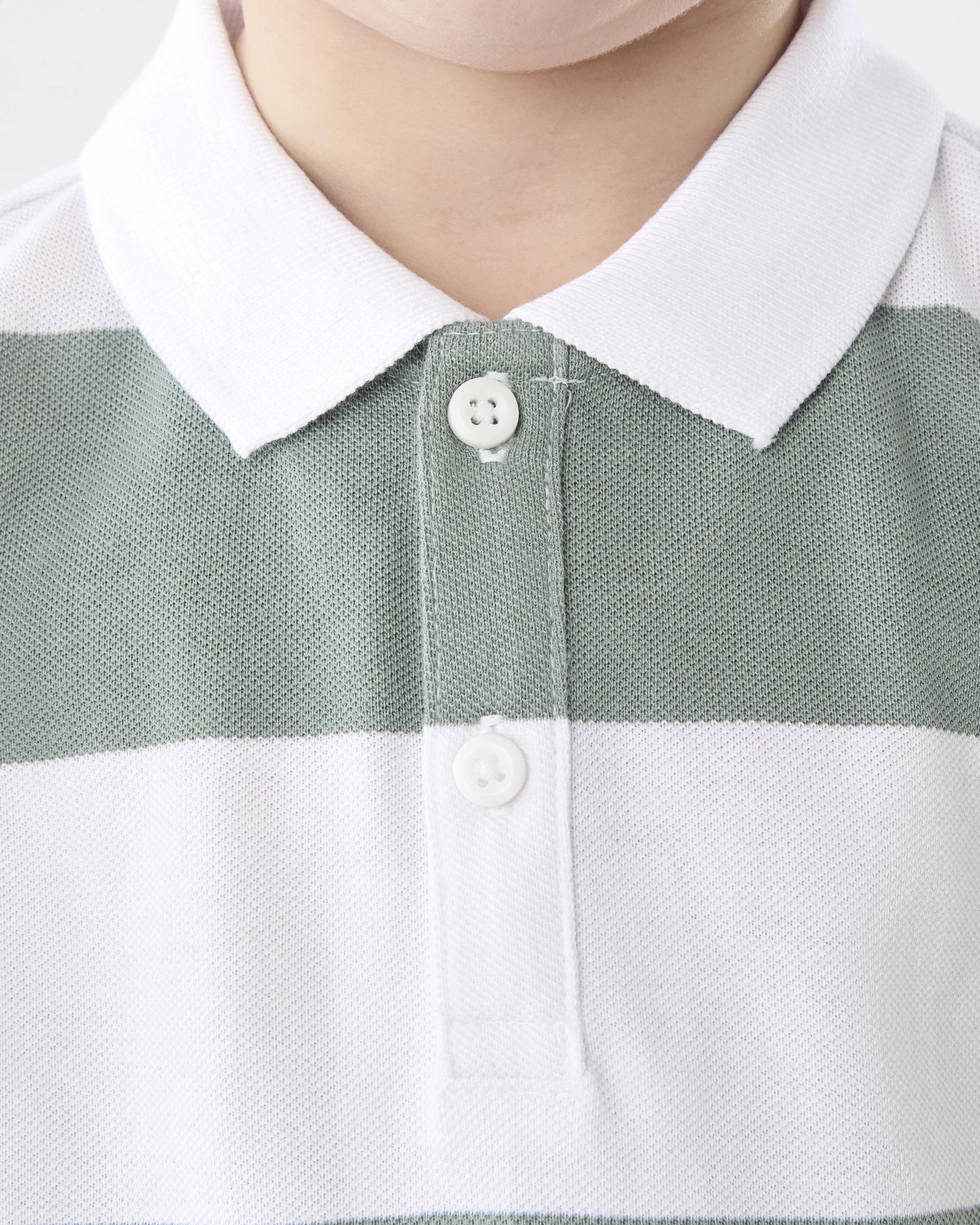 4 Stripe Polo T-shirt Grn Stripe, 4 of 7