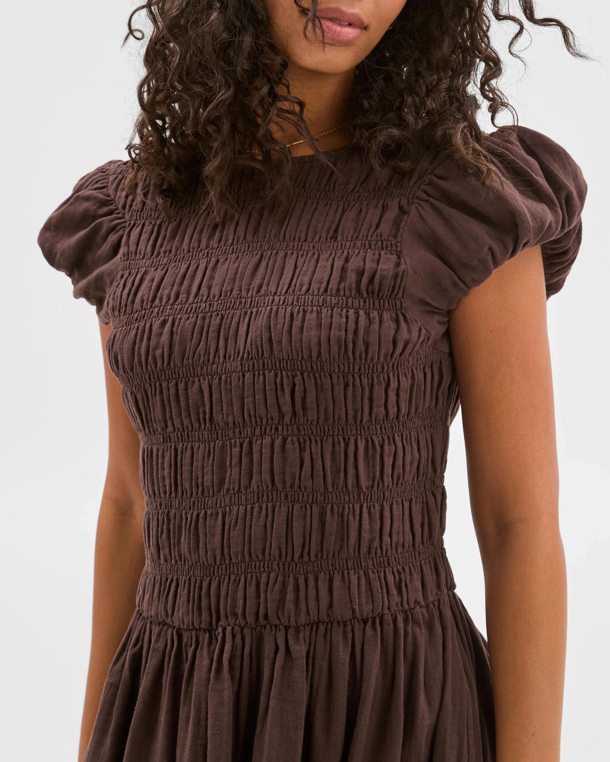 5 Target Woman Australian Cotton Double Cloth Shirred Dress BRUNETTE, 5 of 7