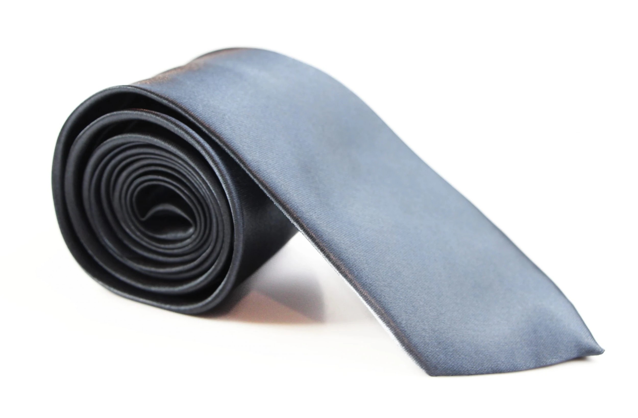4 Zasel Mens Gunmetal 8cm Plain Neck Tie - Silver, 4 of 4