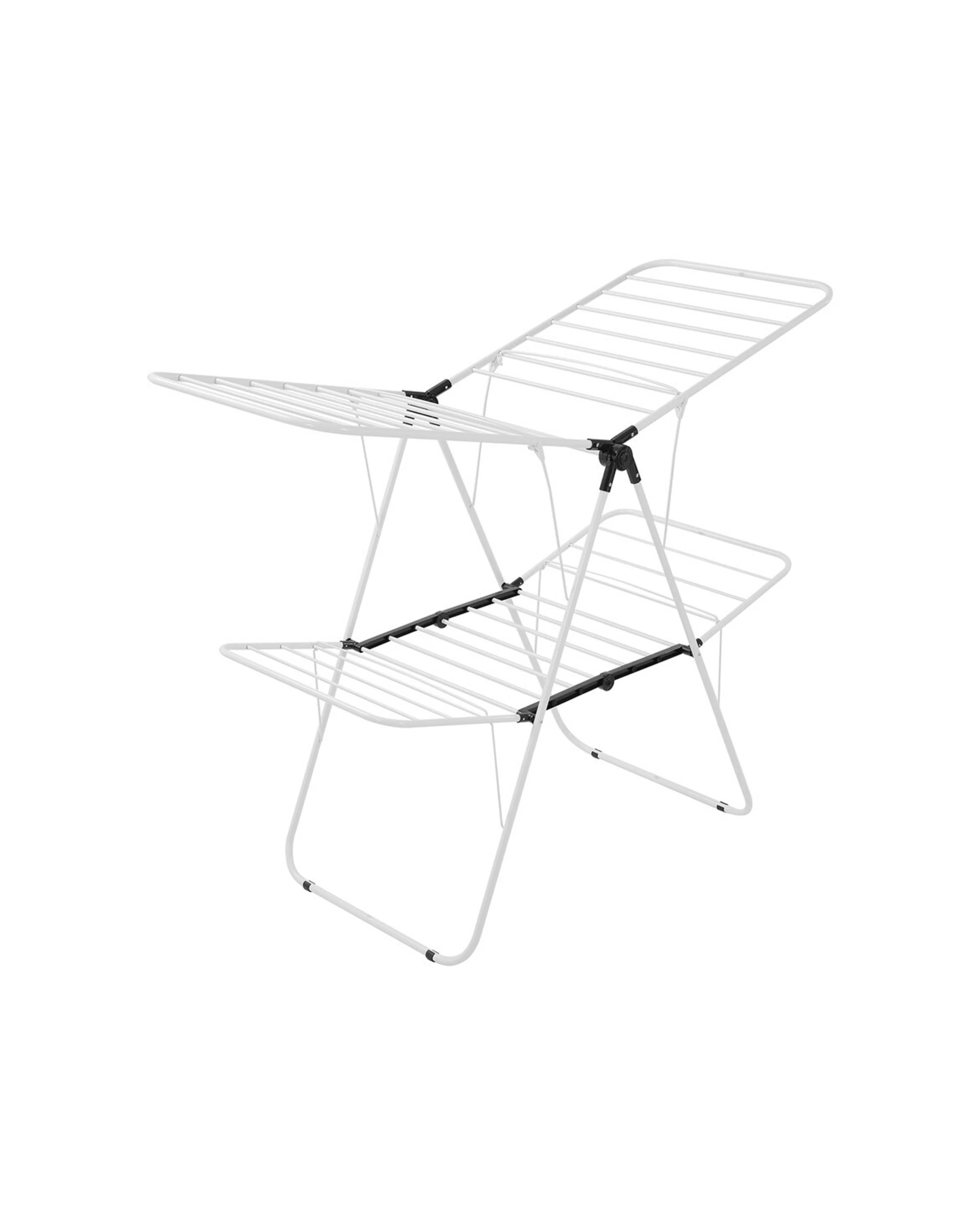 1 Boxsweden 2 Tier Foldable Flat Laundry Clothes Hanging Storage Airer 32 Rails
 - White, 1 of 5