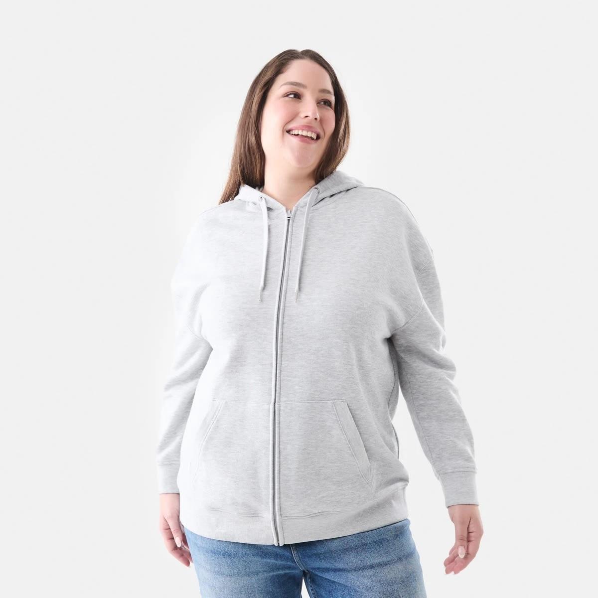 2 Curve Long Sleeve Zip Through Hoodie Slvr Marle, 2 of 6