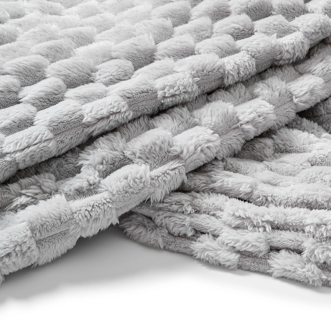 6 Plush Jacquard Blanket - Queen/King Bed, Grey, 6 of 6