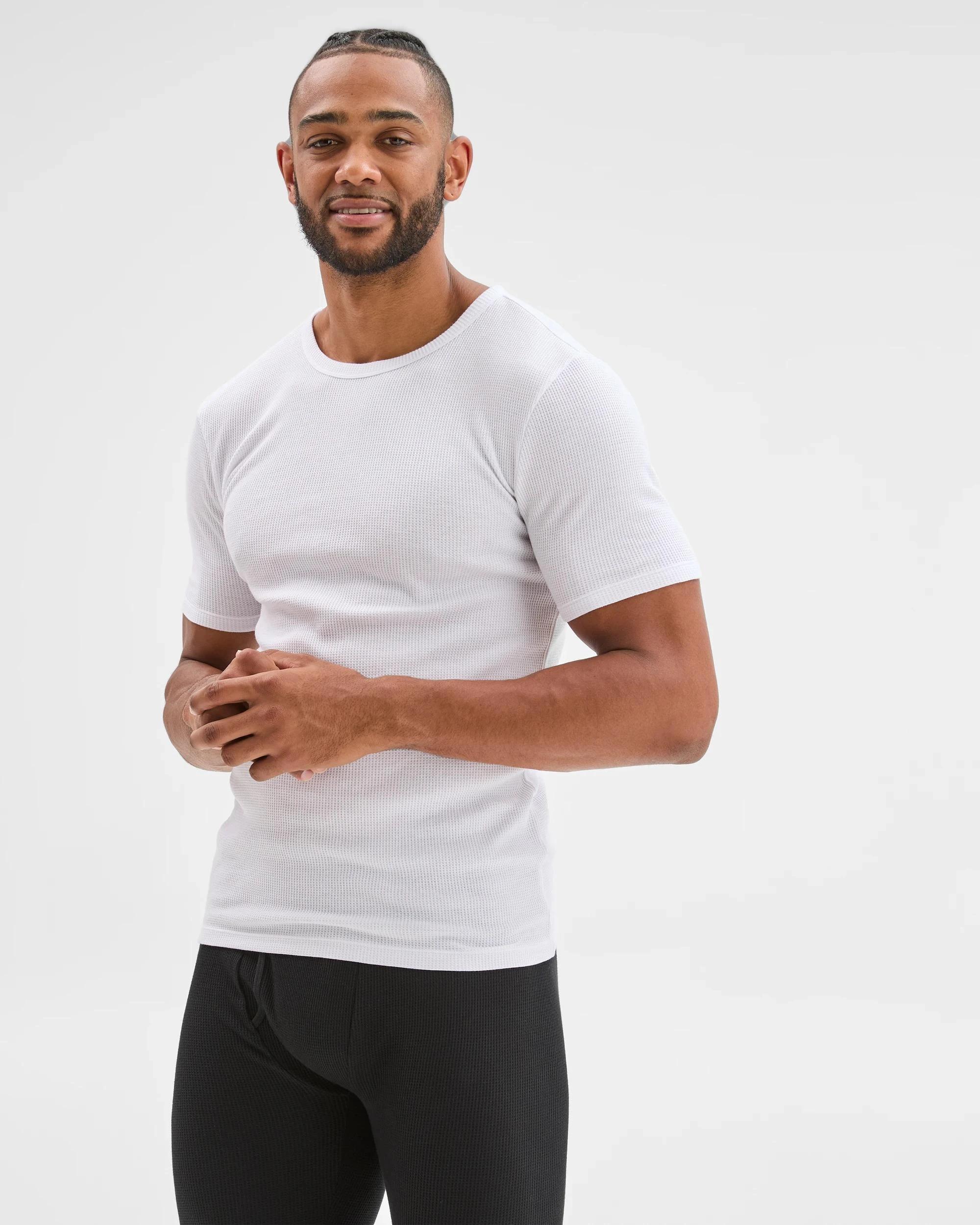 4 Maxx Australian Cotton Short Sleeve Waffle Thermal Top WHITE, 4 of 7