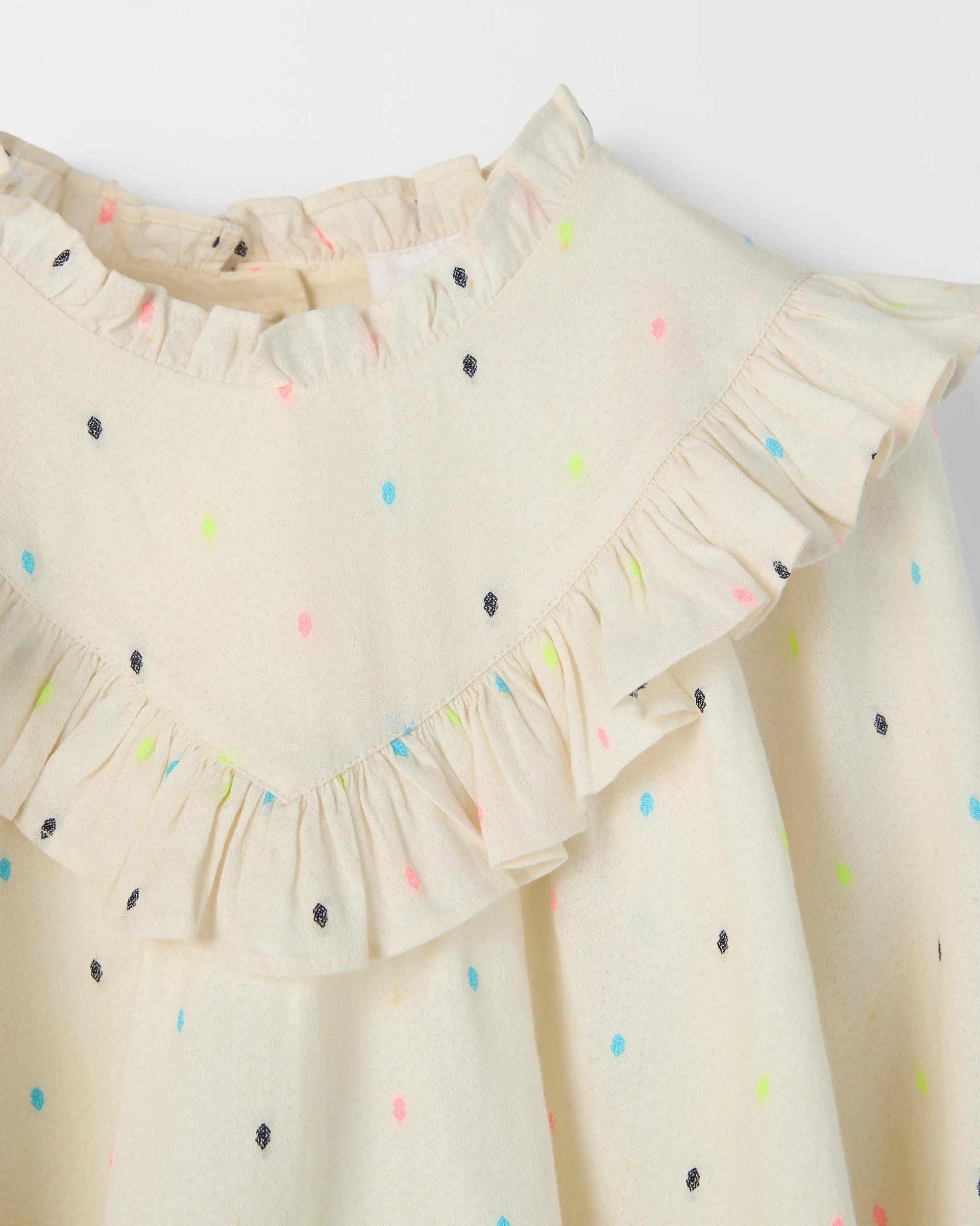6 Target Kids Long Sleeve Fashion Woven Frill Blouse CREAM, 6 of 6