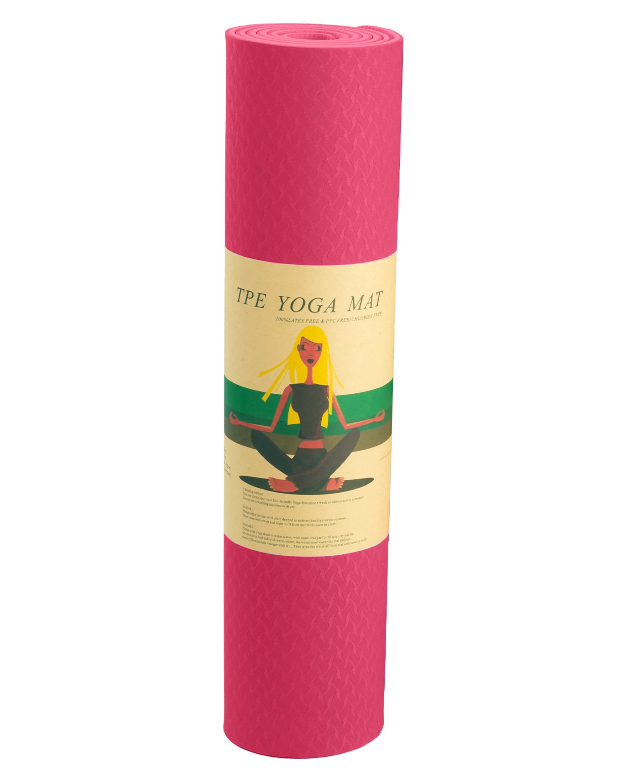 6 Powertrain TPE Pilates Exercise Yoga Mat Workout 6mm Home Gym 183cm - Pink, 6 of 7