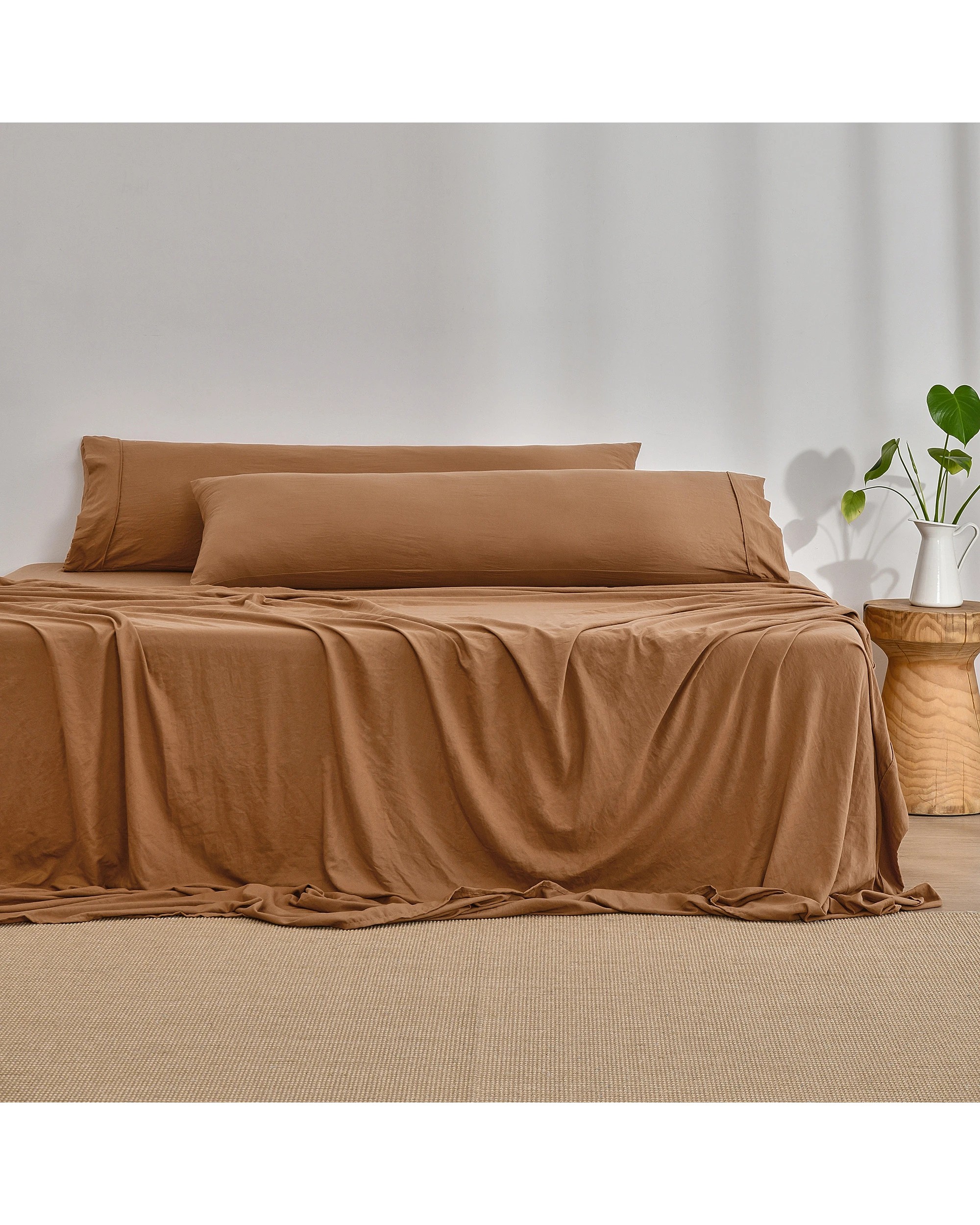 1 Dreamaker Superfine Washed Microfibre Body Pillowcase Twin Pack - Rust, 1 of 5