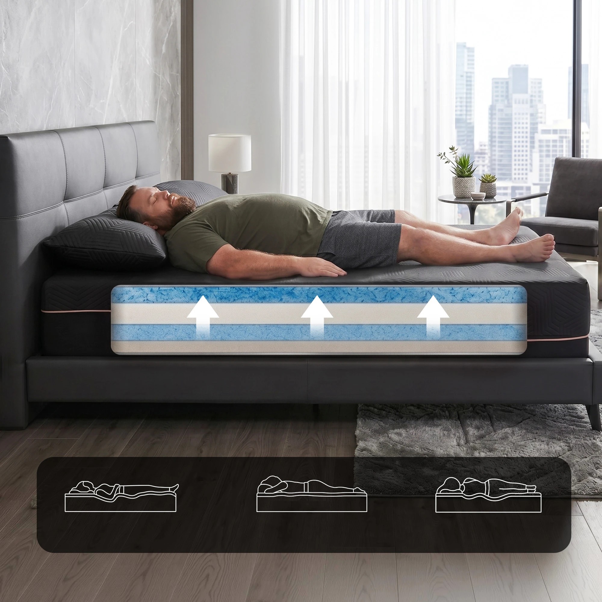 7 Giselle Bedding 30cm Cooling Memory Foam Mattress Medium Firm Pressure Relief - Double Bed - Black, 7 of 9