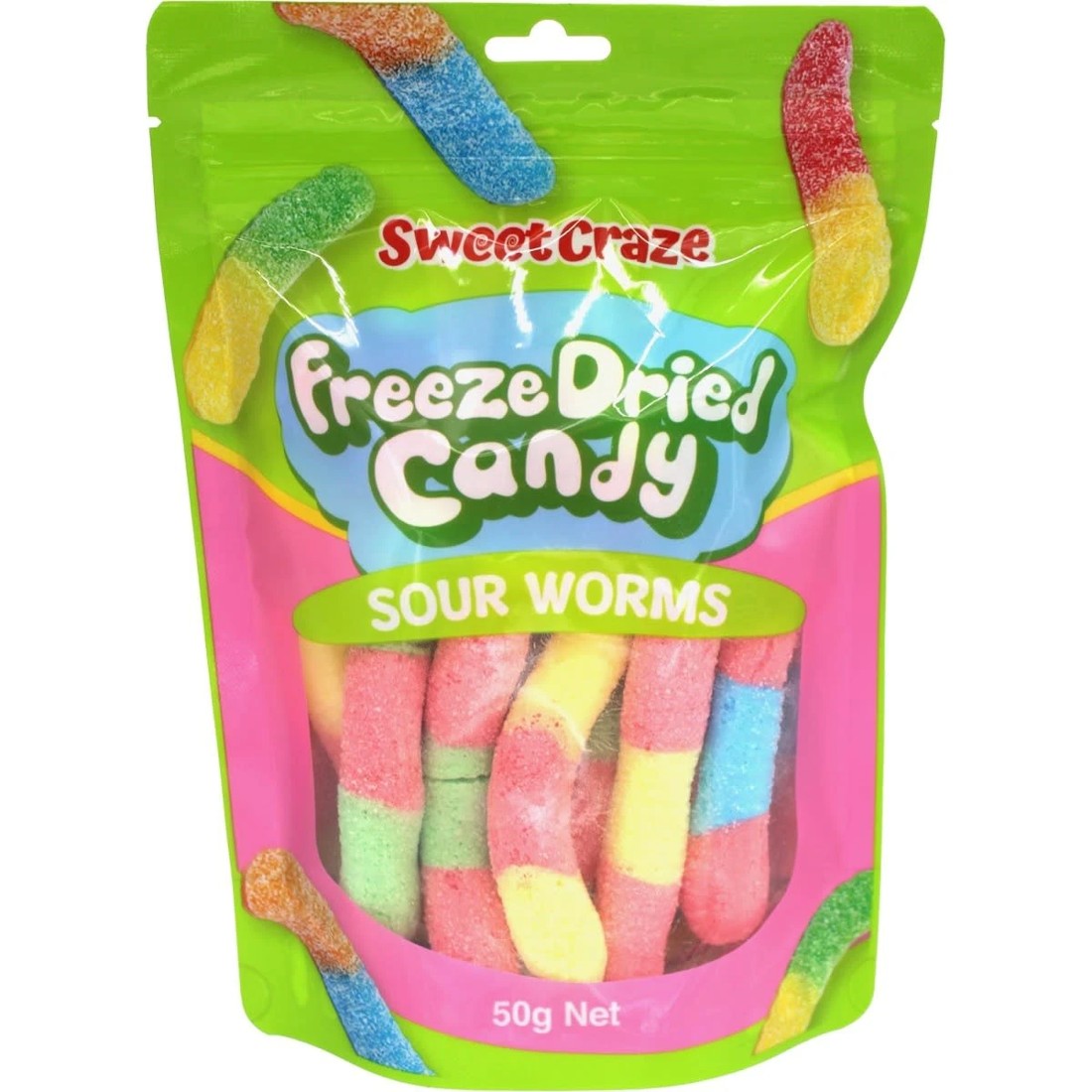 1 Sweet Craze Sour Worms Freeze Dried Candy 50g, 1 of 2