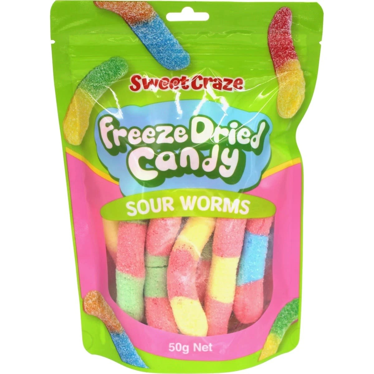 1 Sweet Craze Sour Worms Freeze Dried Candy 50g, 1 of 2