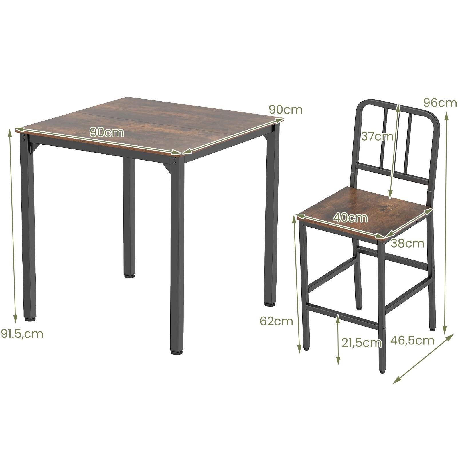 4 Costway 5PCS Counter Height Dining Table Set Dining Table Set Kitchen Bar Table & Chairs Set - Brown, 4 of 4