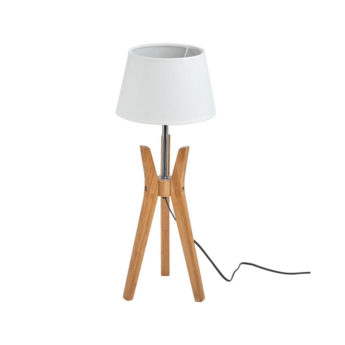 4 BR Home Bamboo Tripod Table Lamp with Linen Shade and Geometric Design, 4 of 7