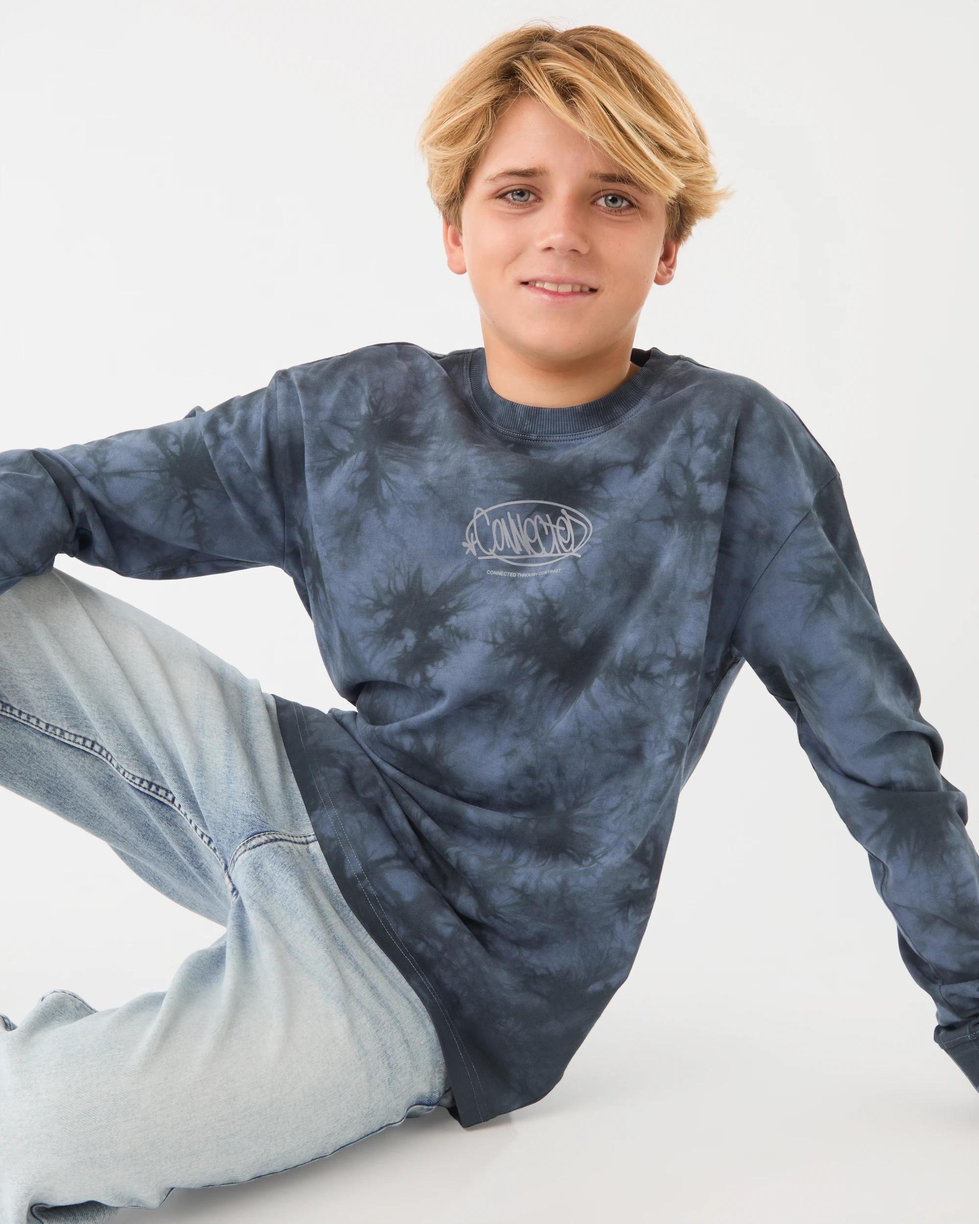 3 Long Sleeve Graphic T-shirt Blu Slogan, 3 of 8