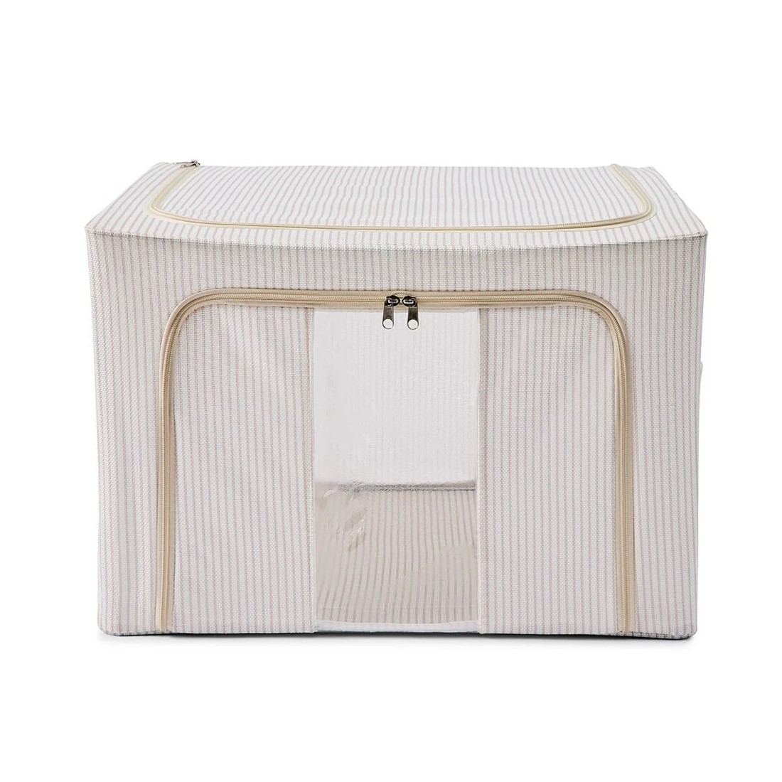 5 Linen Look Collapsible Box with Window - Large, Stripe, 5 of 10