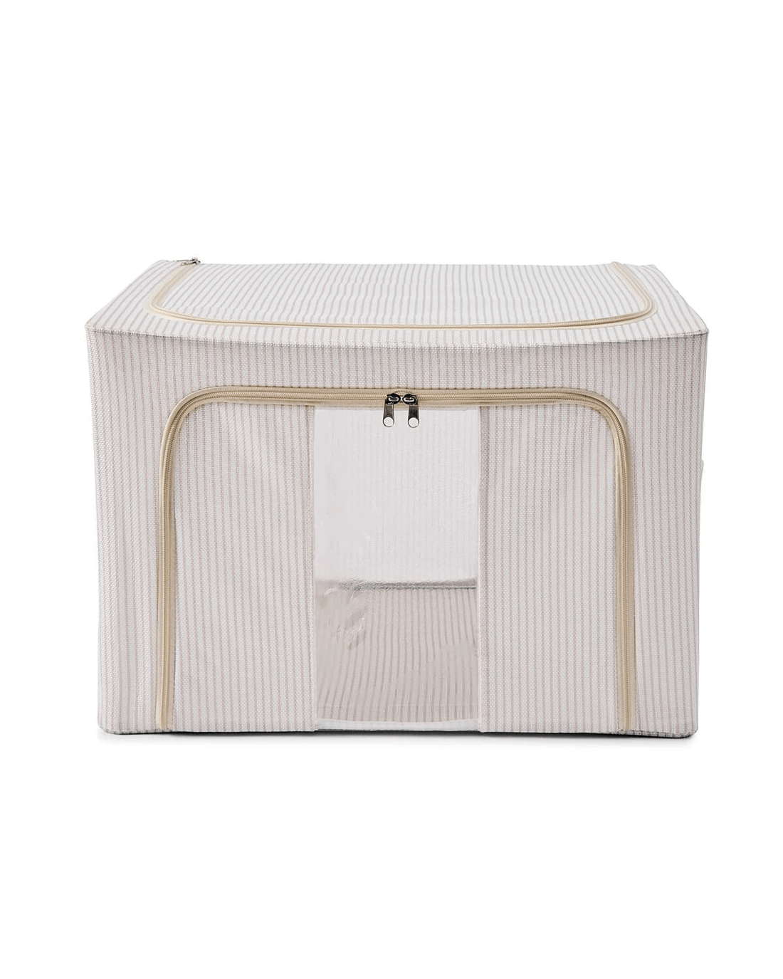 5 Linen Look Collapsible Box with Window - Large, Stripe, 5 of 10