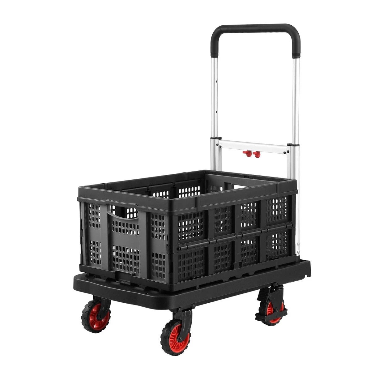 Ausway 150kg Folding Platform Trolley with Basket Portable Flatbed ...