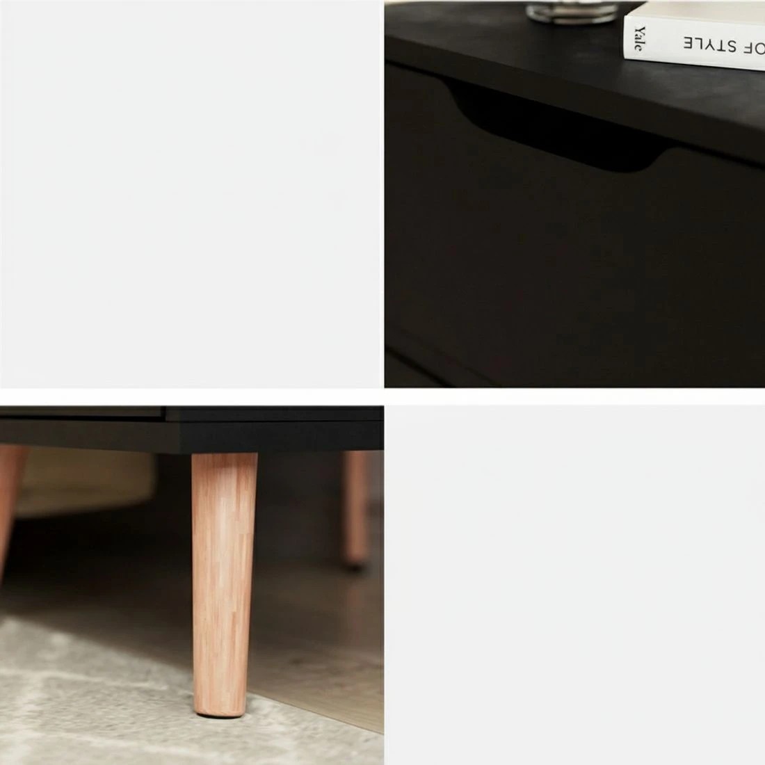 6 Artiss 2 x Bedside Table 2 Drawers - Black, 6 of 7