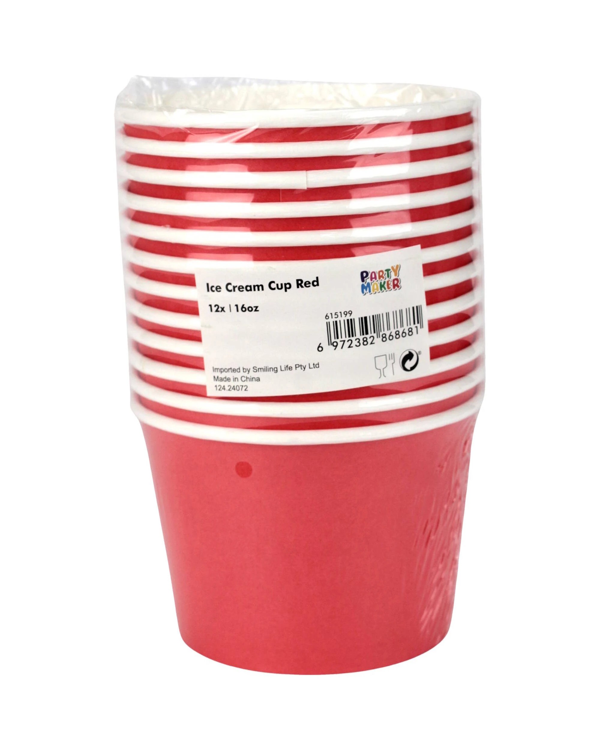 3 Party Maker Ice Cream Cups 473ml Pack of 12 - Red, 3 of 3