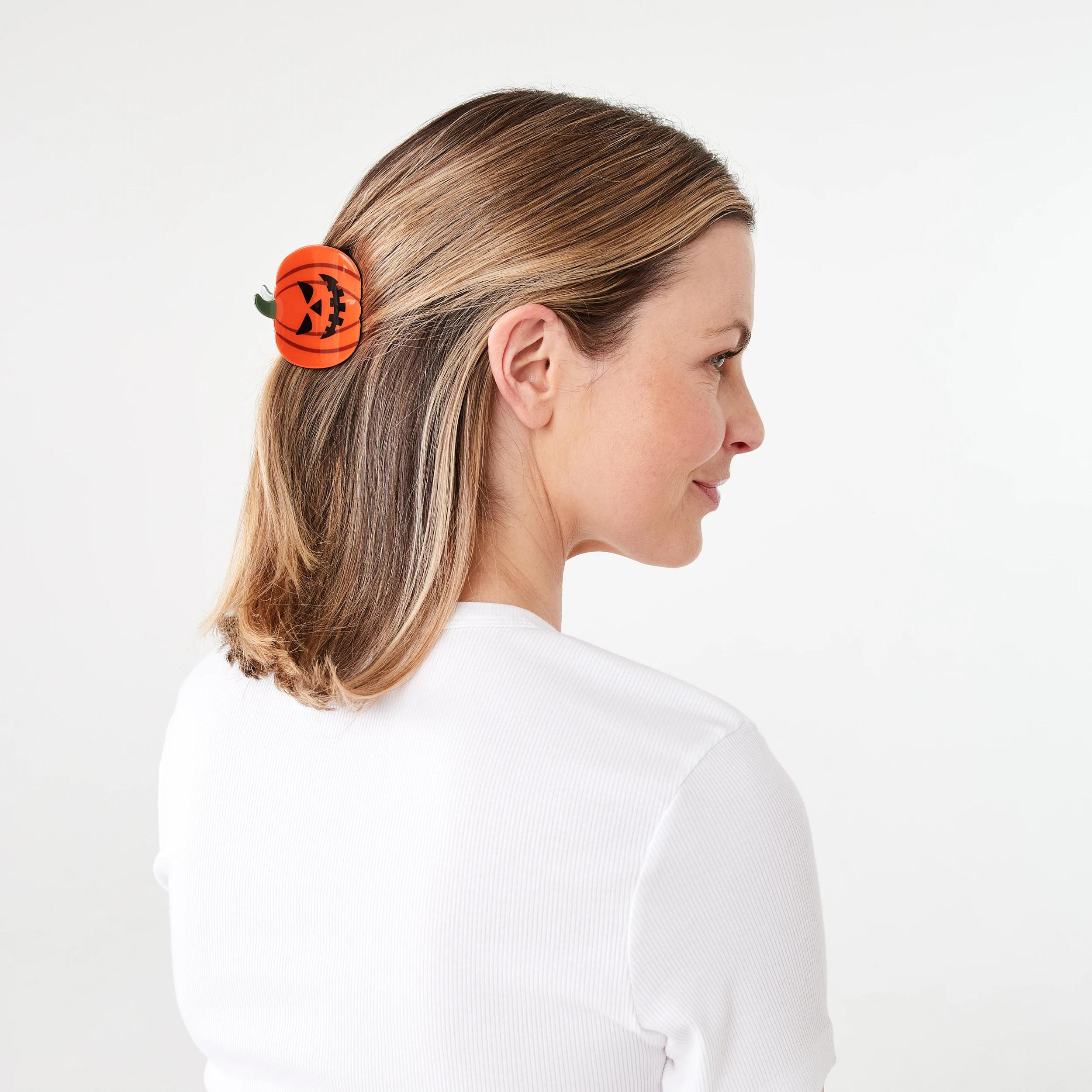 3 Orange Halloween Pumpkin Claw Hair Clip Orange, 3 of 4