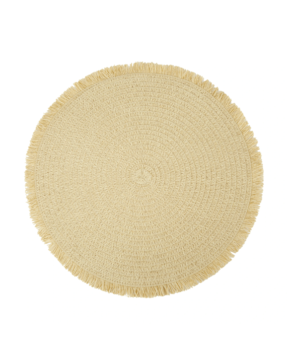 Sand Round Fringe Placemat