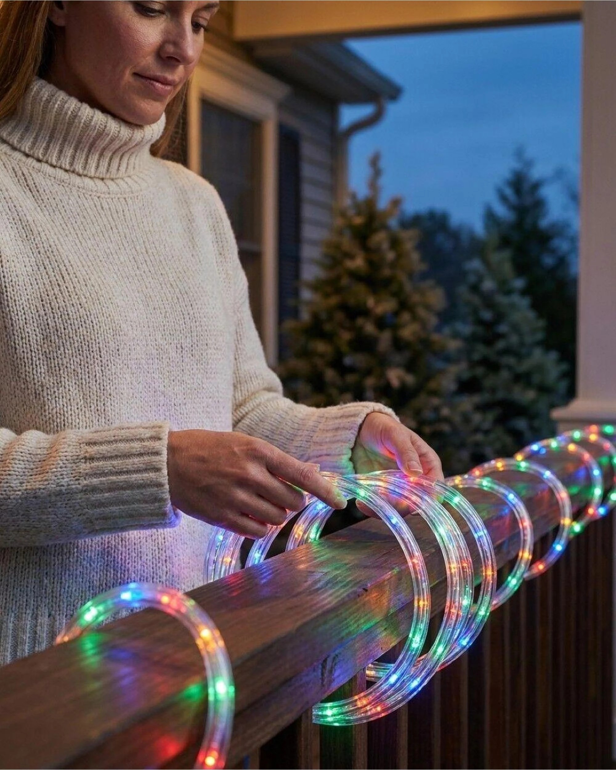 Christmas Warehouse 10m Outdoor Multi Colour LED Tube Rope Light - 8 ...
