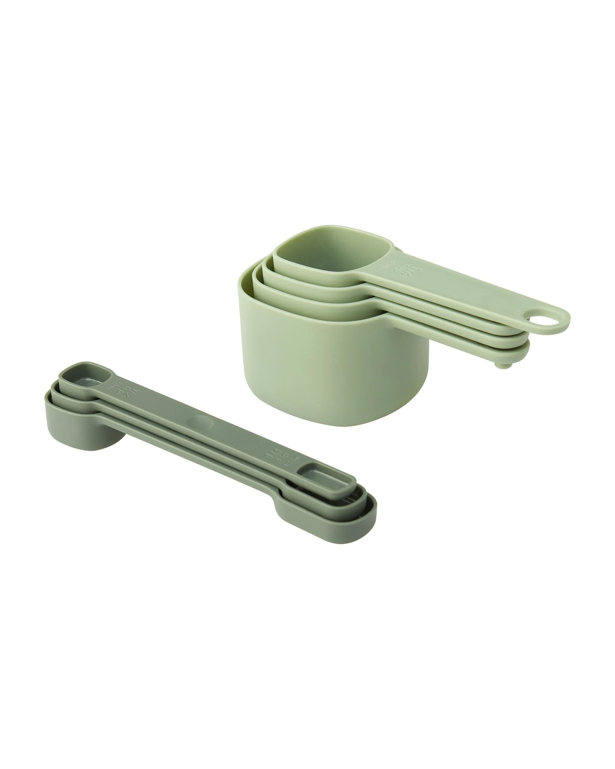 8 Gourmet Kitchen Modern Nesting Measuring Cup & Spoon Bundle - Green, 8 of 8