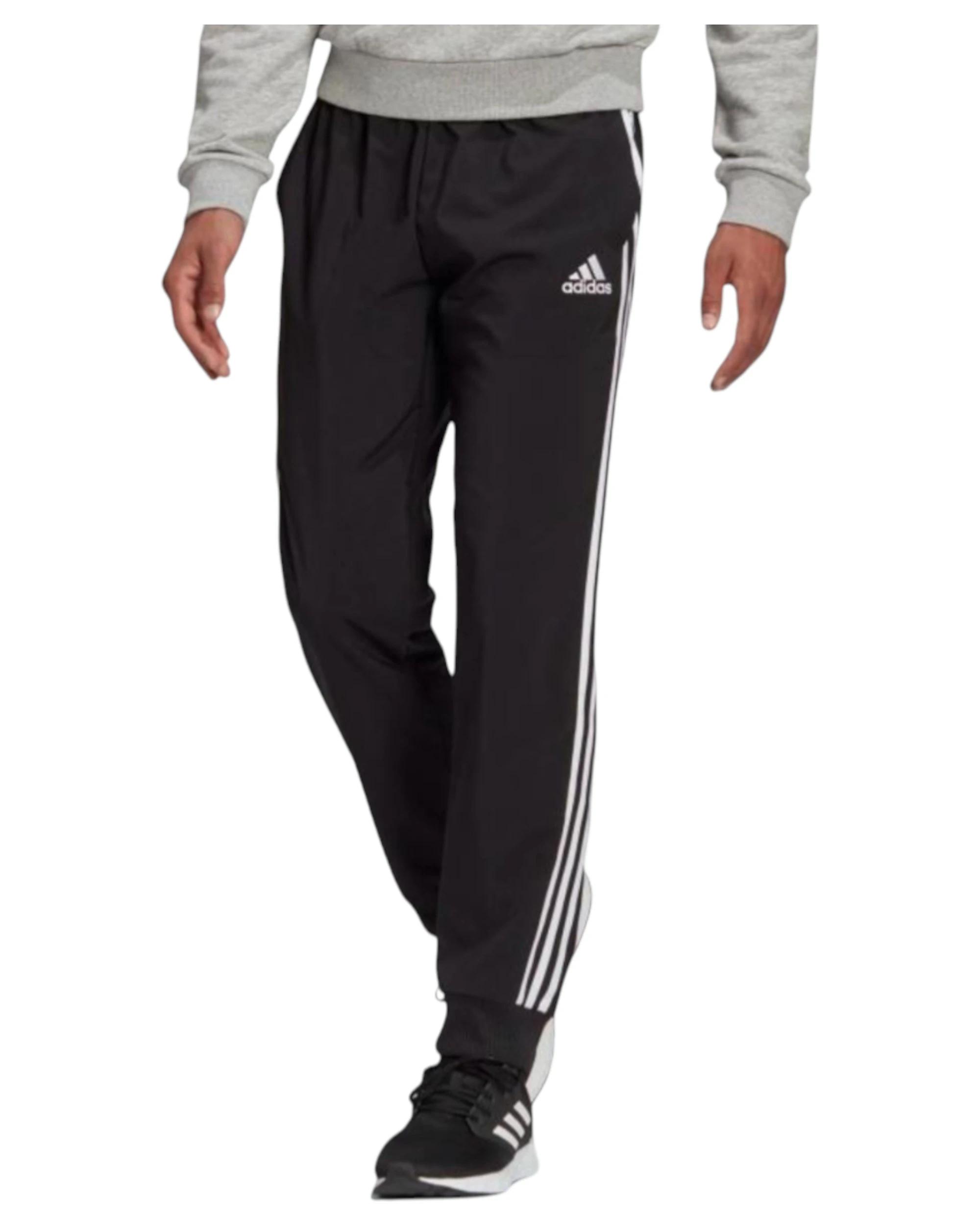 6 Adidas Mens Aeroready Essentials Tapered Cuff Woven 3-Stripes Black Pants BLACK, 6 of 6