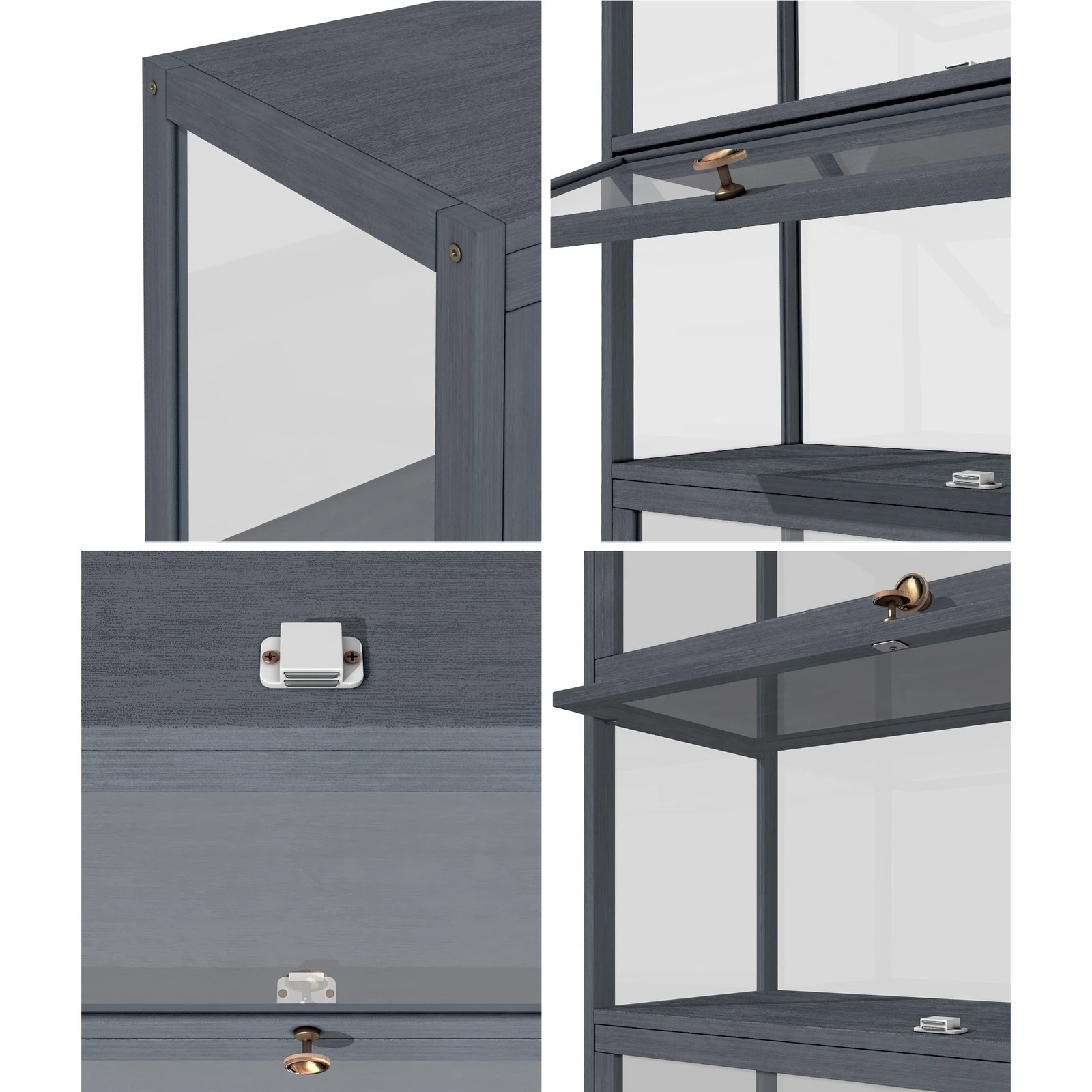 4 Oikiture Display Cabinet Storage 5-tier Shelves Clear Bookcase Stand Rack
 - Grey, 4 of 9