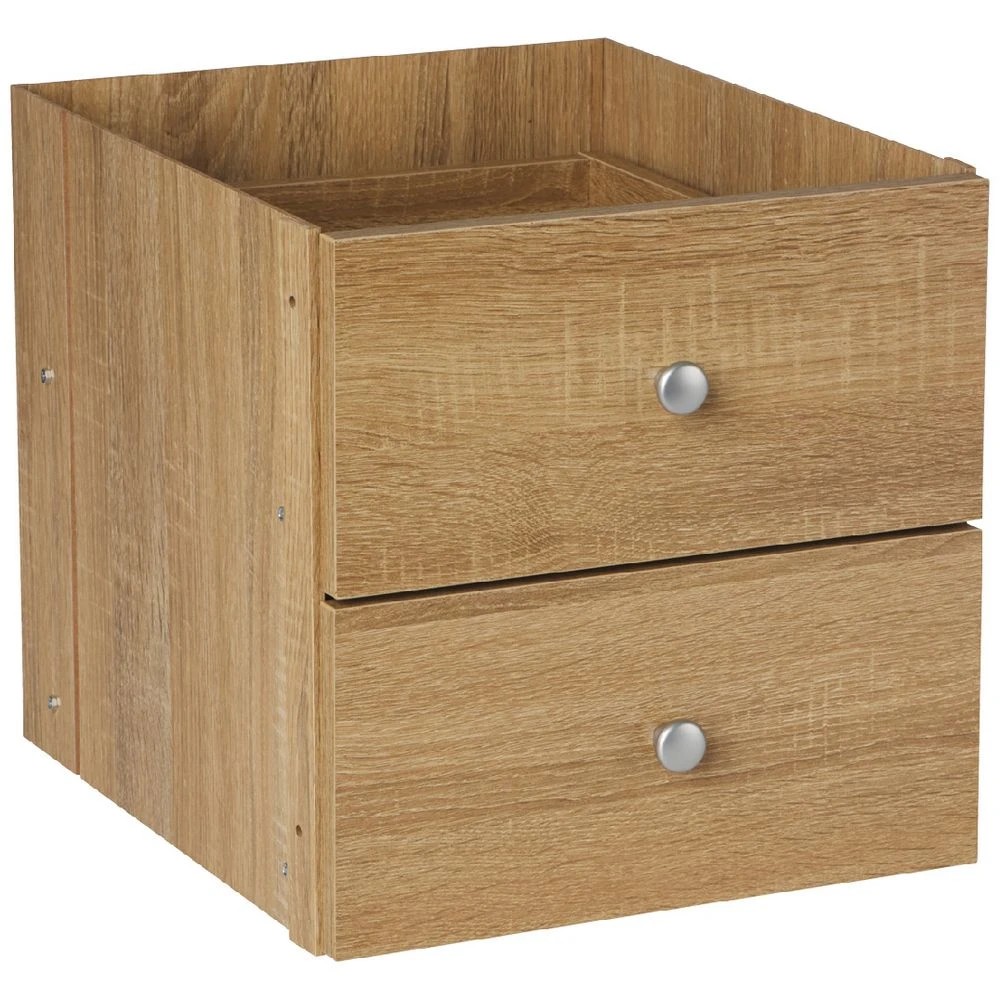 1 Horsen Cube Insert With 2 Drawers Oak Home Storage Containers, 1 of 5