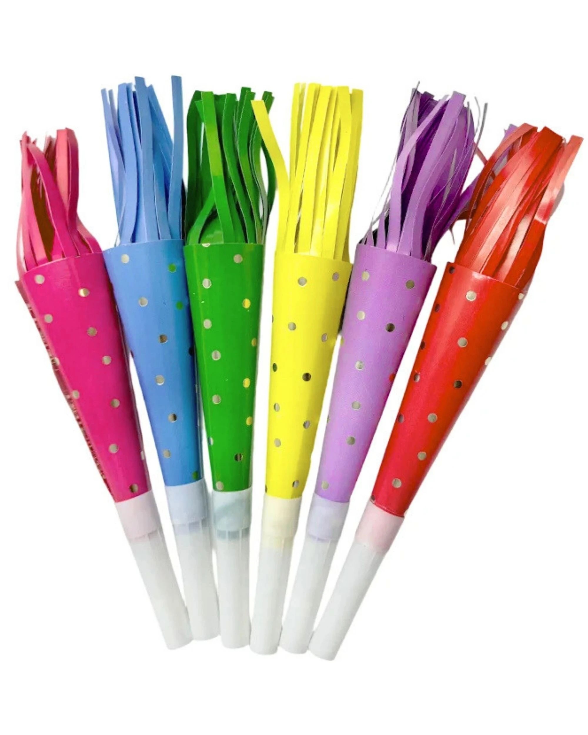 1 Party Maker Coloured Spotted Party Horn Blowers Pack of 6 - Multi, 1 of 4