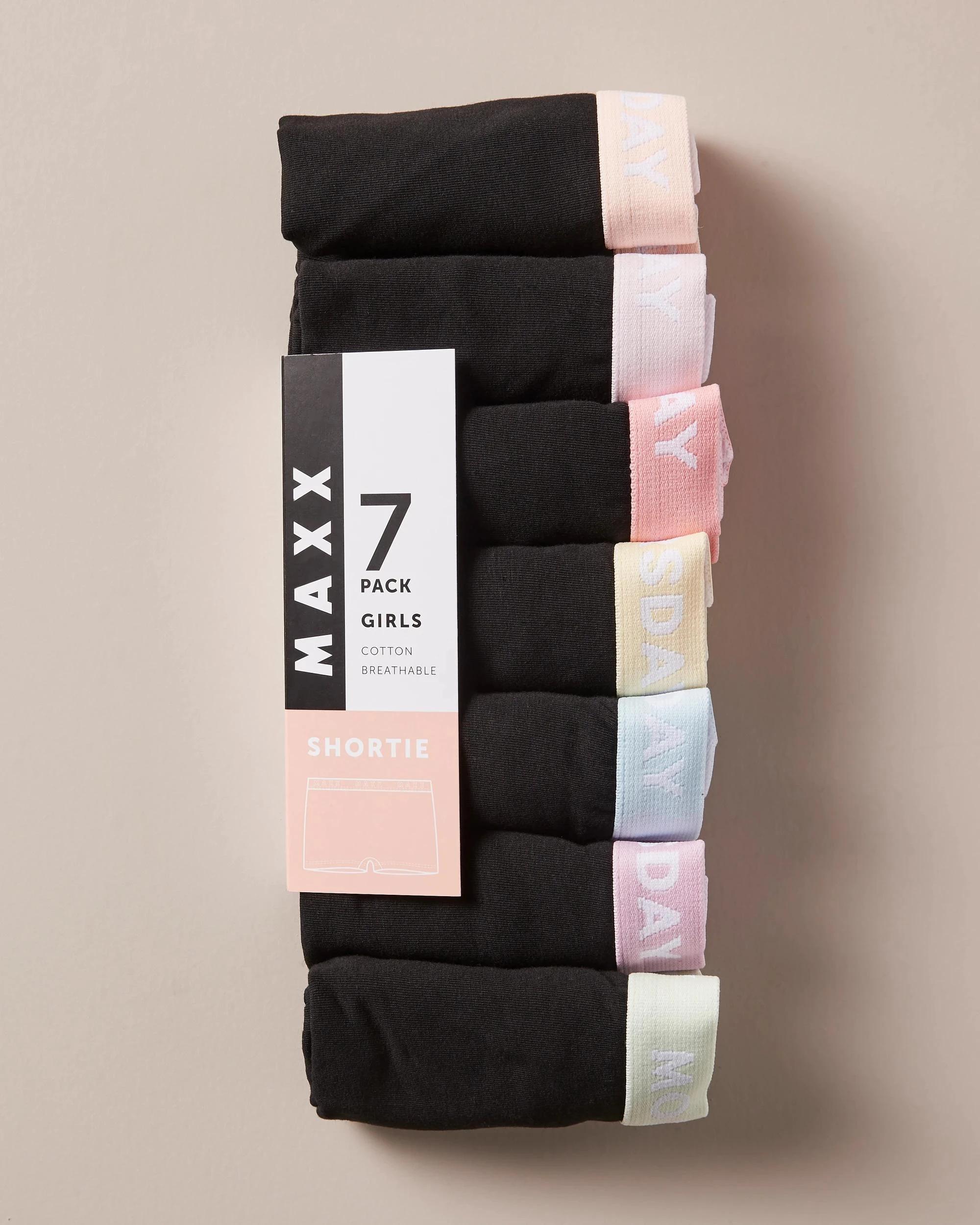 7 Girls Maxx Shorties 7 Pack BLACK, 7 of 9